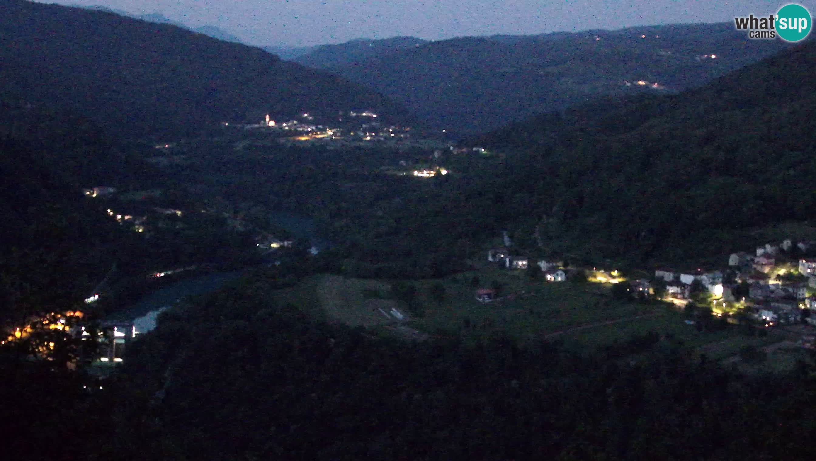 Camera en vivo Kanal ob Soči – Vue sur la rivière Soča, Ajba, Bodrež y Ročinj