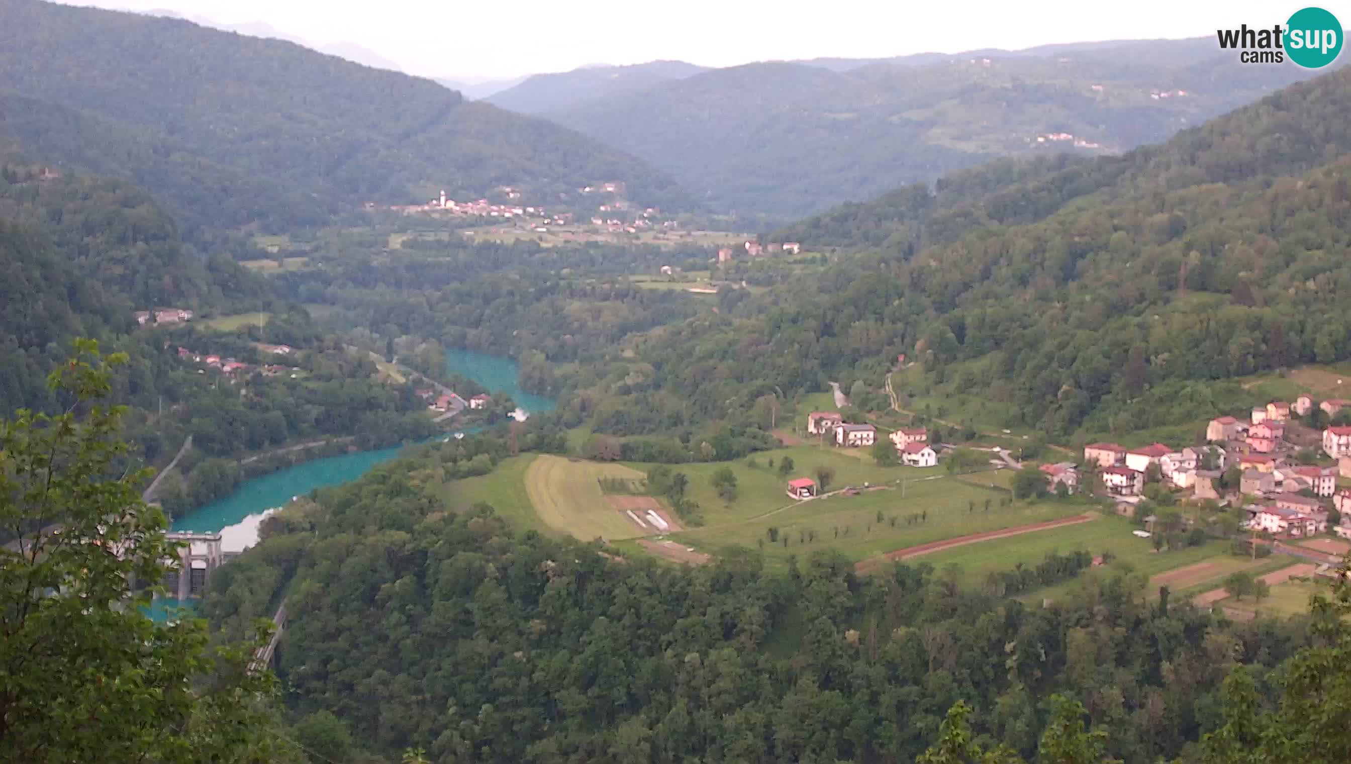 Live Webcam Kanal ob Soči – Vista sul fiume Isonzo, Ajba, Bodrež e Ročinj