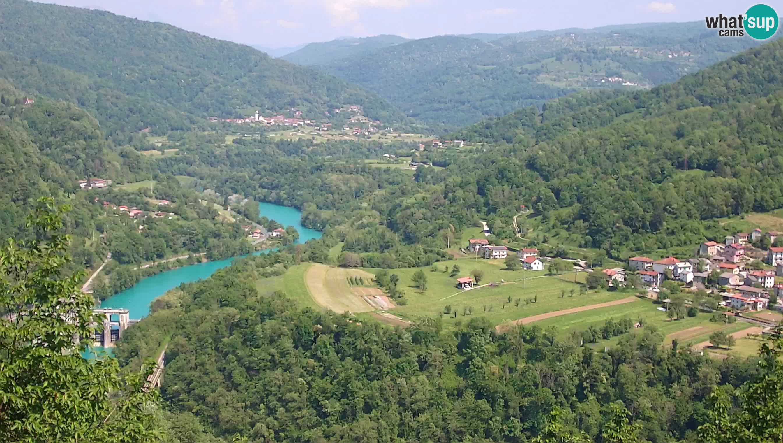 Live Webcam Kanal ob Soči – View to Soča river, Ajba, Bodrež and Ročinj