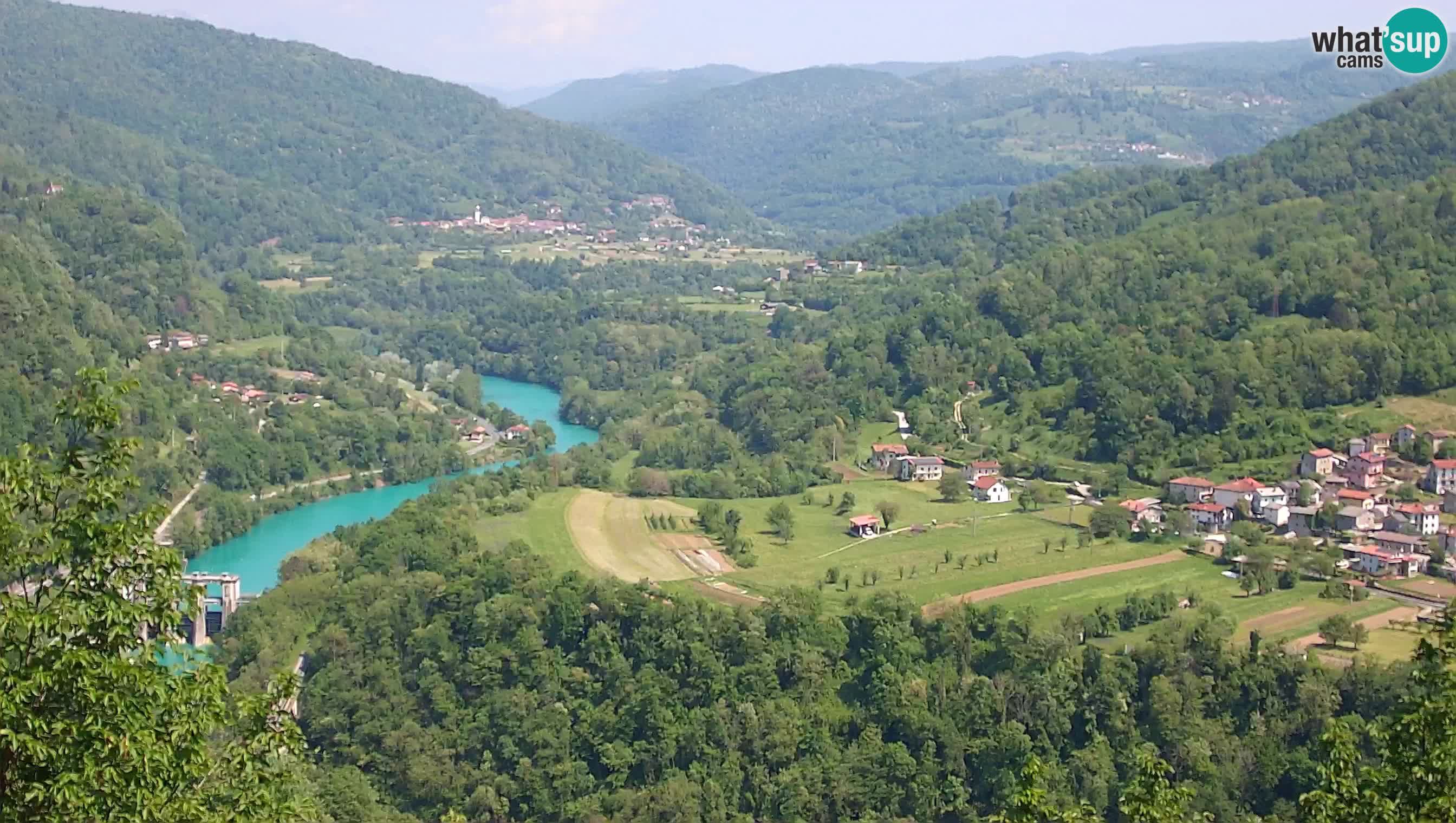 Live Webcam Kanal ob Soči – View to Soča river, Ajba, Bodrež and Ročinj
