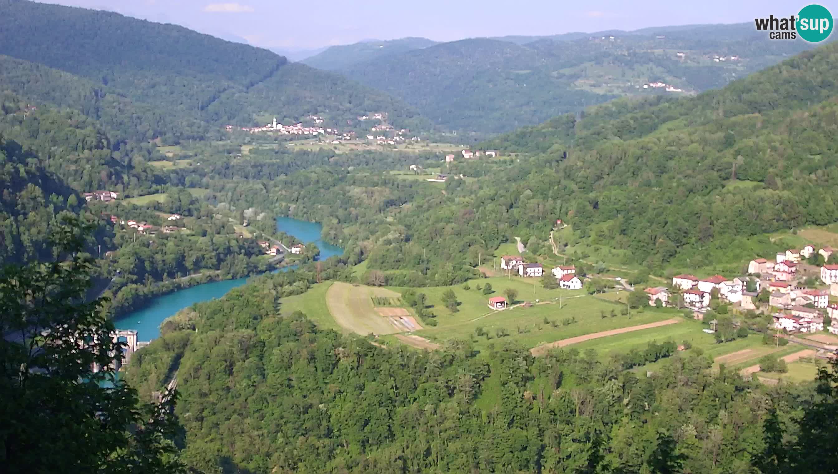Live Webcam Kanal ob Soči – View to Soča river, Ajba, Bodrež and Ročinj
