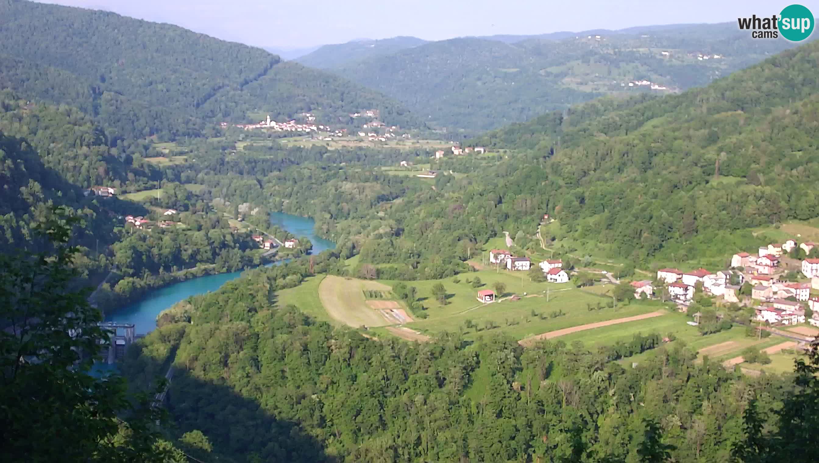 Live Webcam Kanal ob Soči – View to Soča river, Ajba, Bodrež and Ročinj
