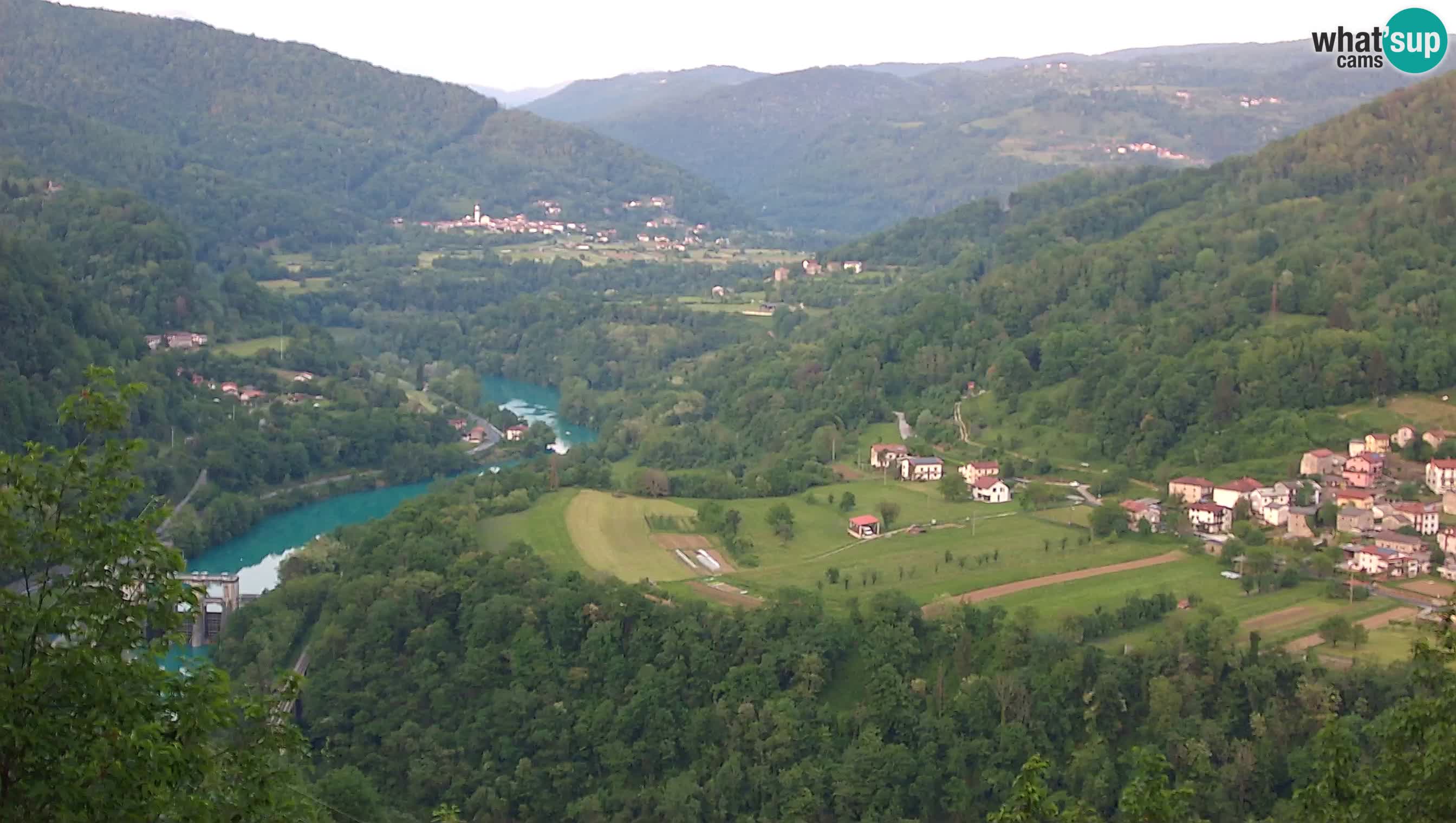 Live Webcam Kanal ob Soči – View to Soča river, Ajba, Bodrež and Ročinj