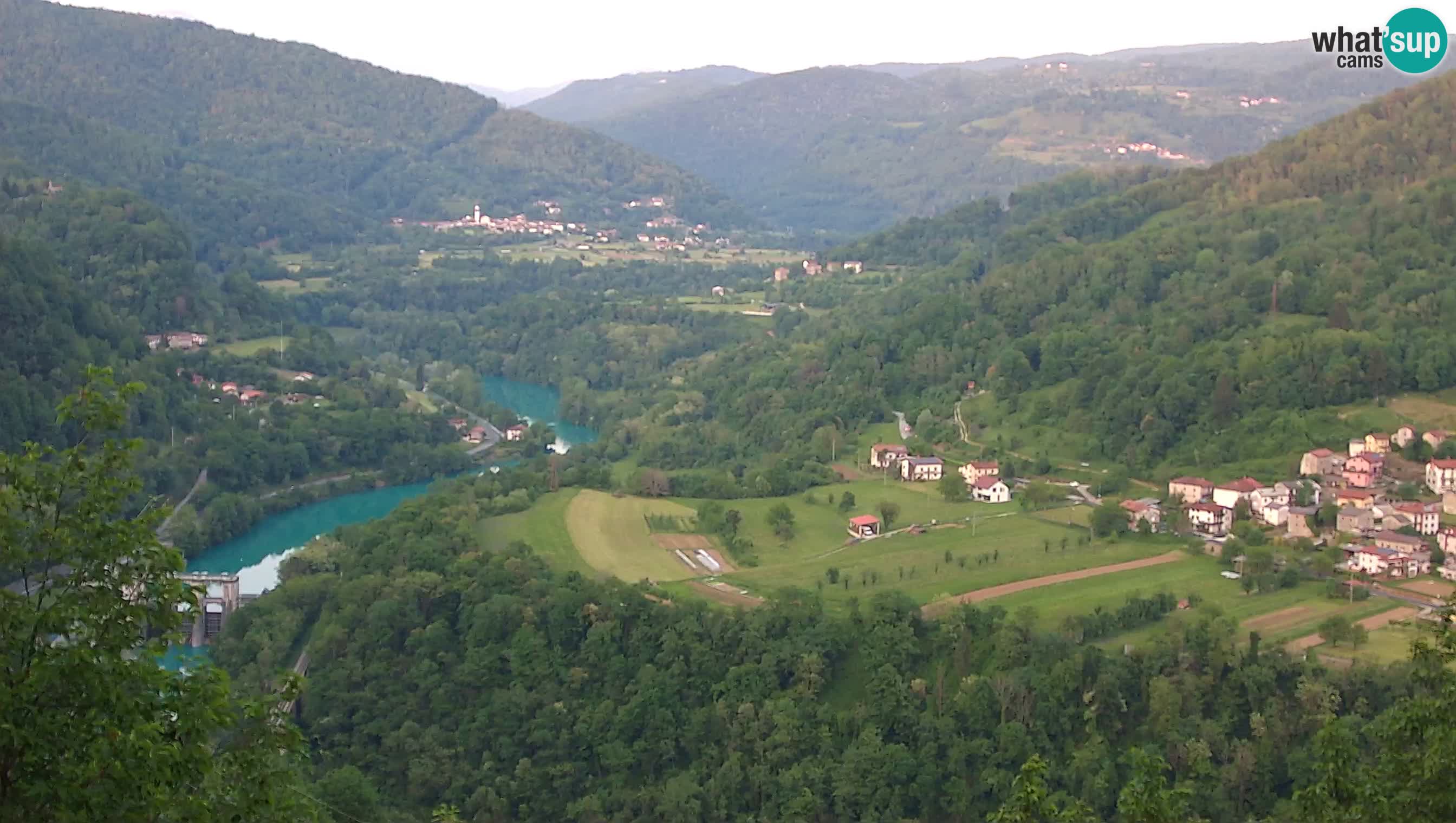 Live Webcam Kanal ob Soči – View to Soča river, Ajba, Bodrež and Ročinj