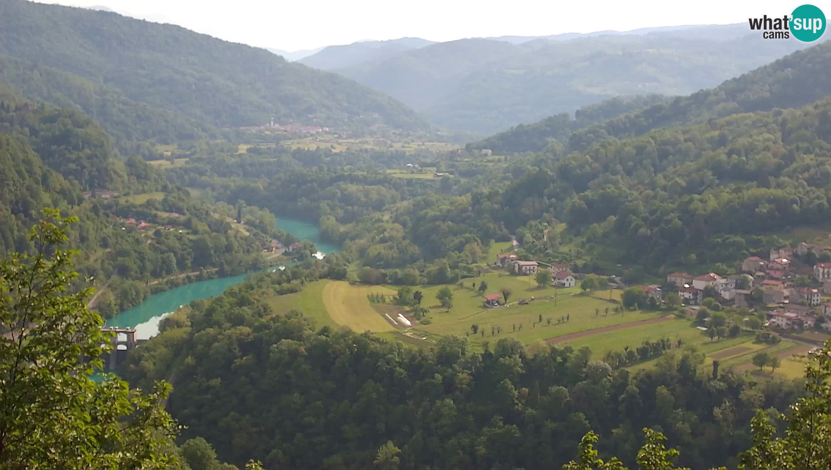 Live Webcam Kanal ob Soči – View to Soča river, Ajba, Bodrež and Ročinj