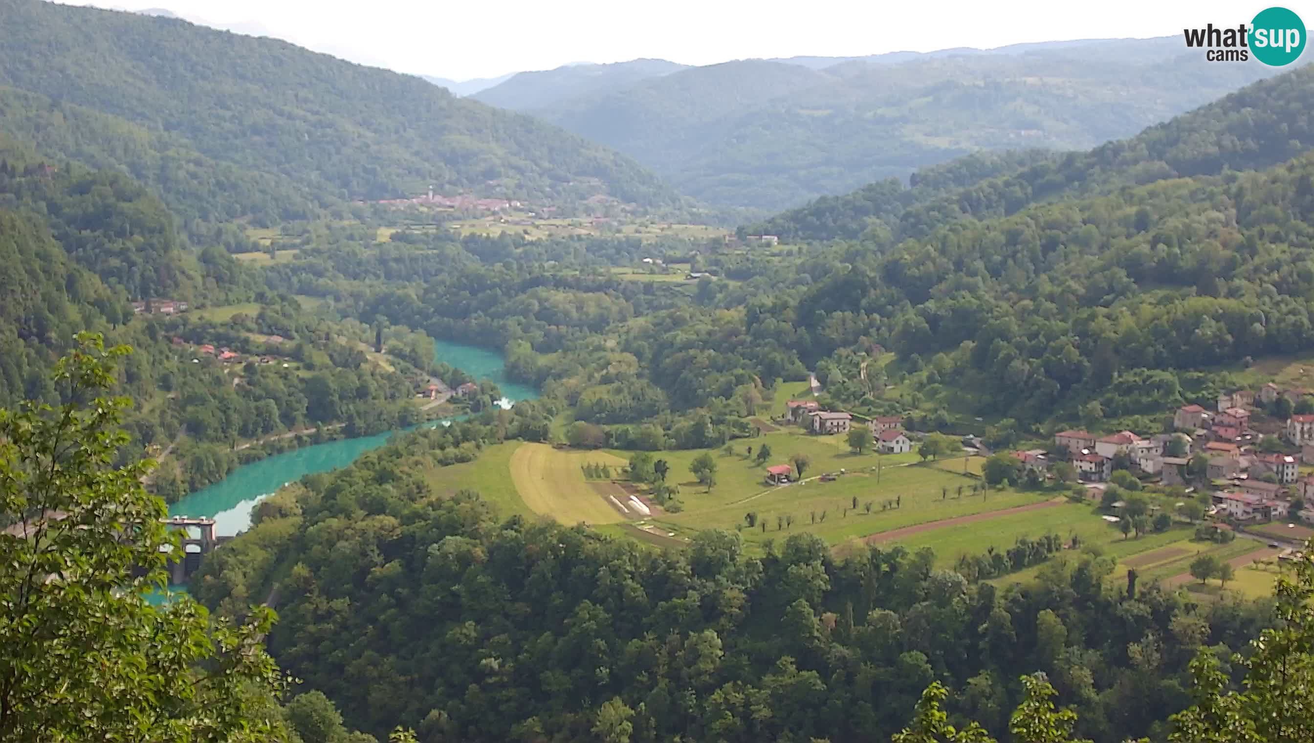 Live Webcam Kanal ob Soči – View to Soča river, Ajba, Bodrež and Ročinj