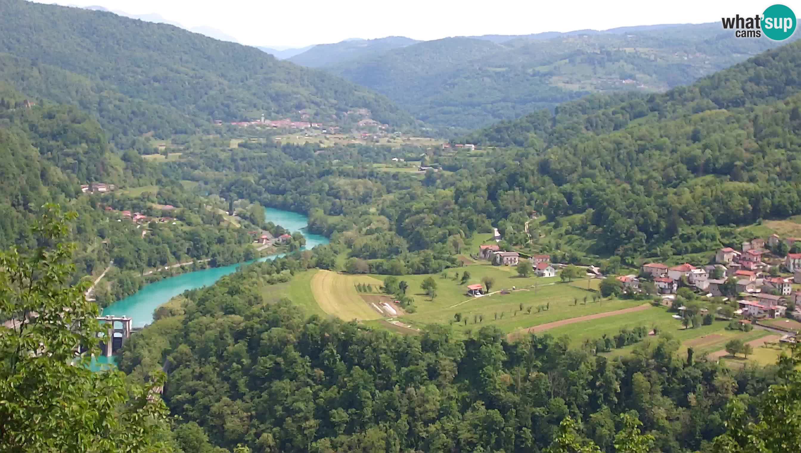 Live Webcam Kanal ob Soči – Blick auf den Fluss Soča, Ajba, Bodrež und Ročinj