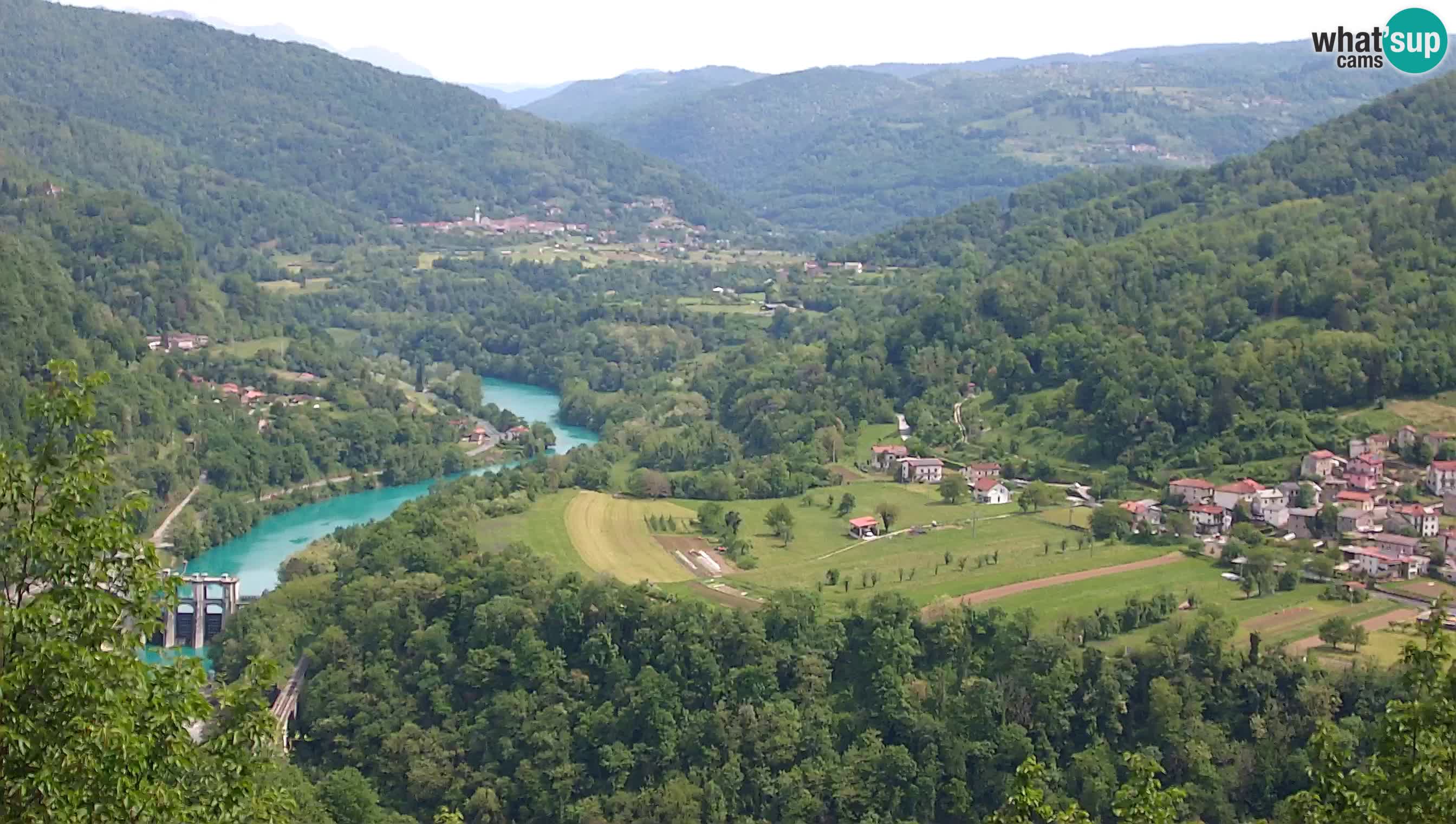Live Webcam Kanal ob Soči – Vista sul fiume Isonzo, Ajba, Bodrež e Ročinj