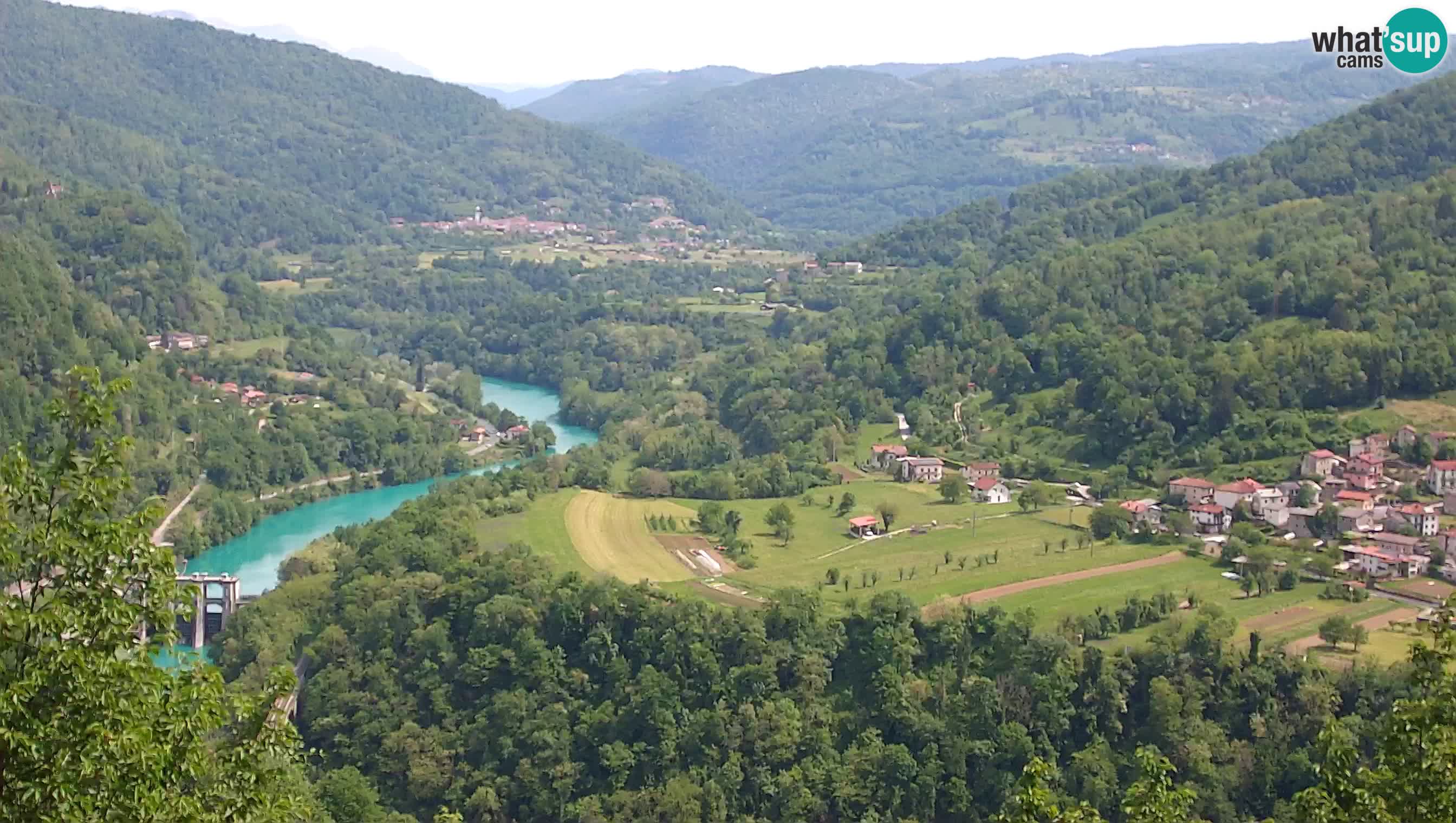 Live Webcam Kanal ob Soči – View to Soča river, Ajba, Bodrež and Ročinj