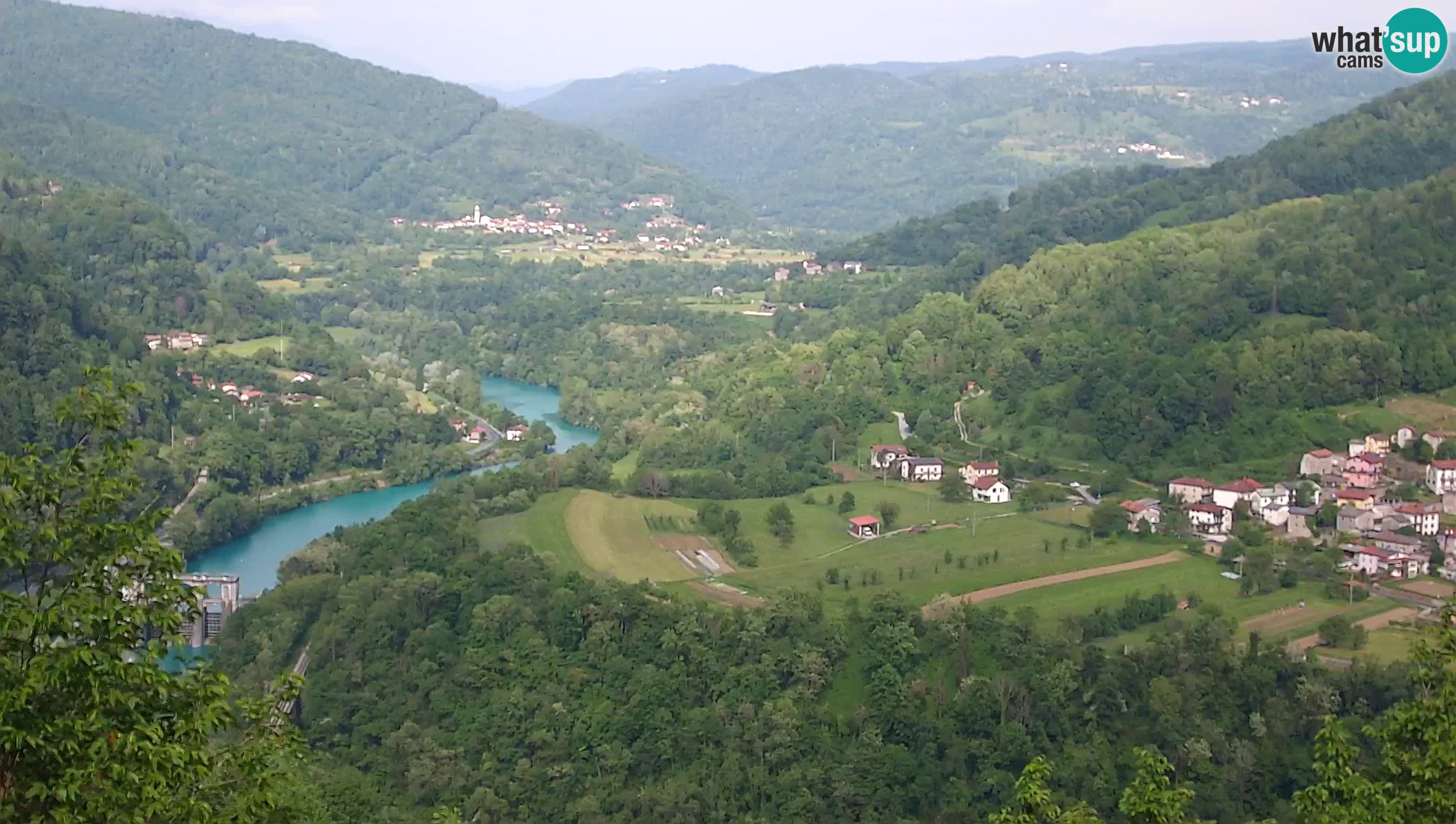 Live Webcam Kanal ob Soči – Blick auf den Fluss Soča, Ajba, Bodrež und Ročinj