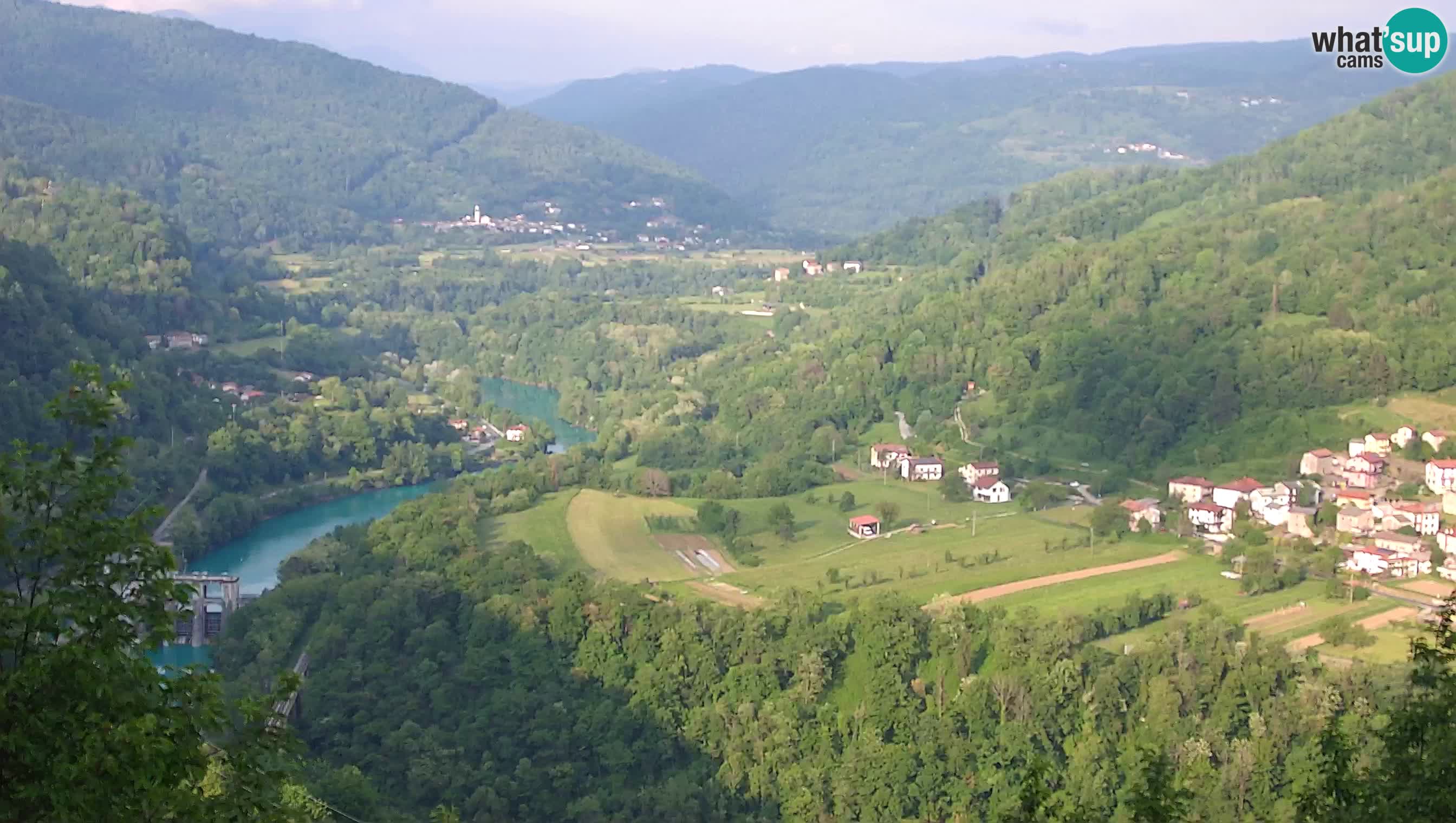 Camera en vivo Kanal ob Soči – Vue sur la rivière Soča, Ajba, Bodrež y Ročinj