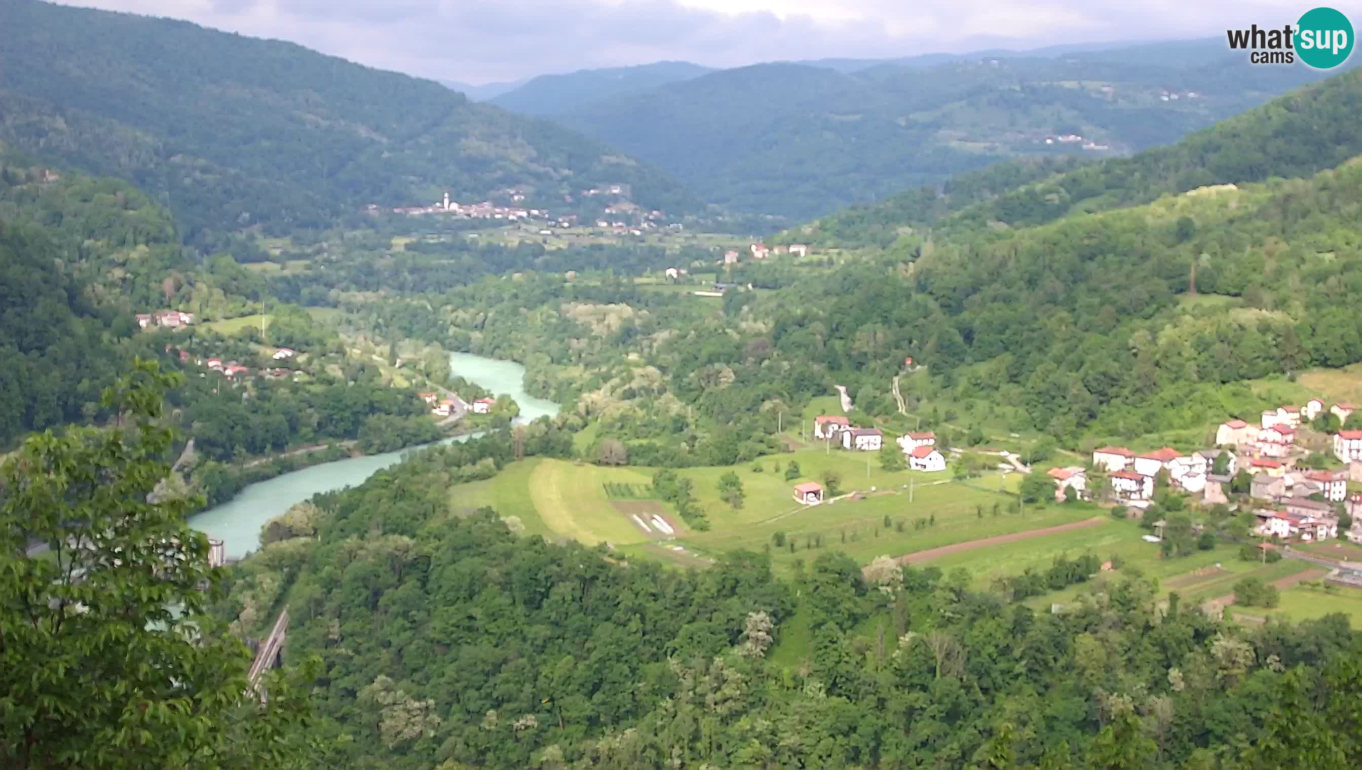 Live Webcam Kanal ob Soči – Blick auf den Fluss Soča, Ajba, Bodrež und Ročinj