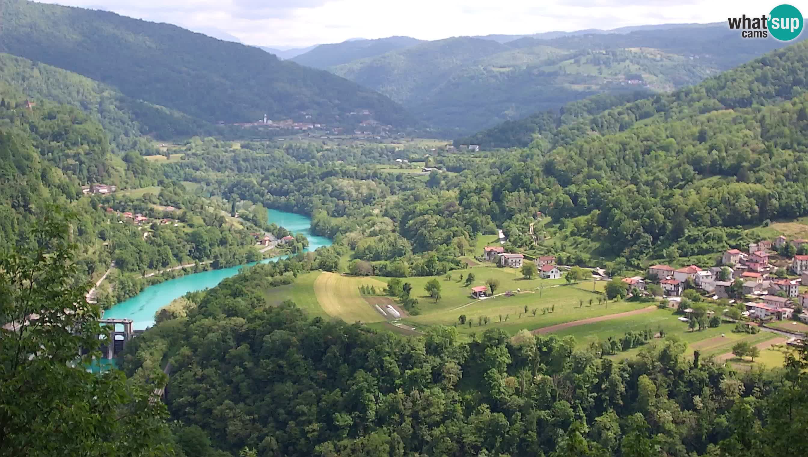 Spletna kamera Kanal ob Soči – pogled na Sočo, Ajbo, Bodrež in Ročinj