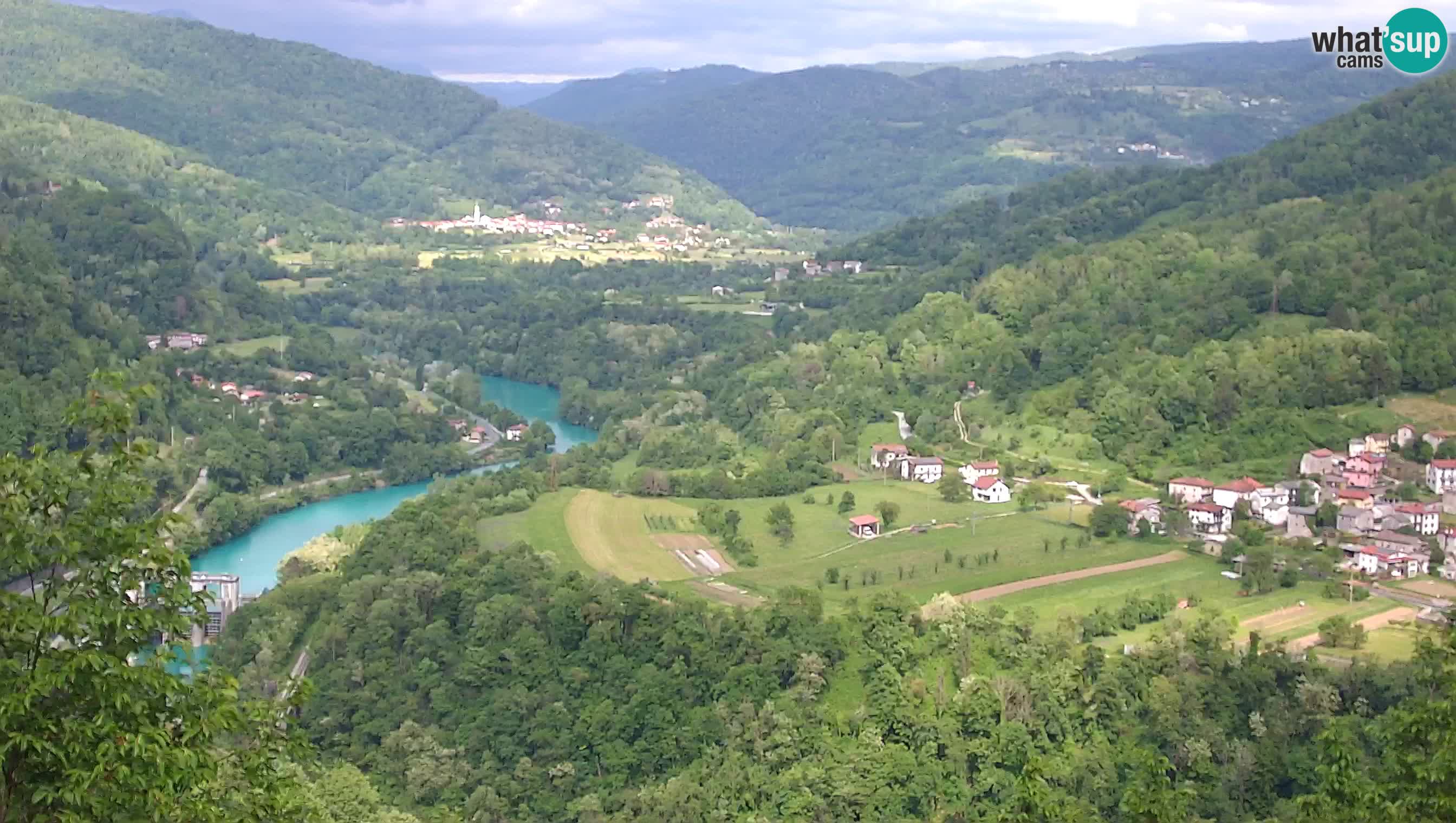 Live Webcam Kanal ob Soči – View to Soča river, Ajba, Bodrež and Ročinj