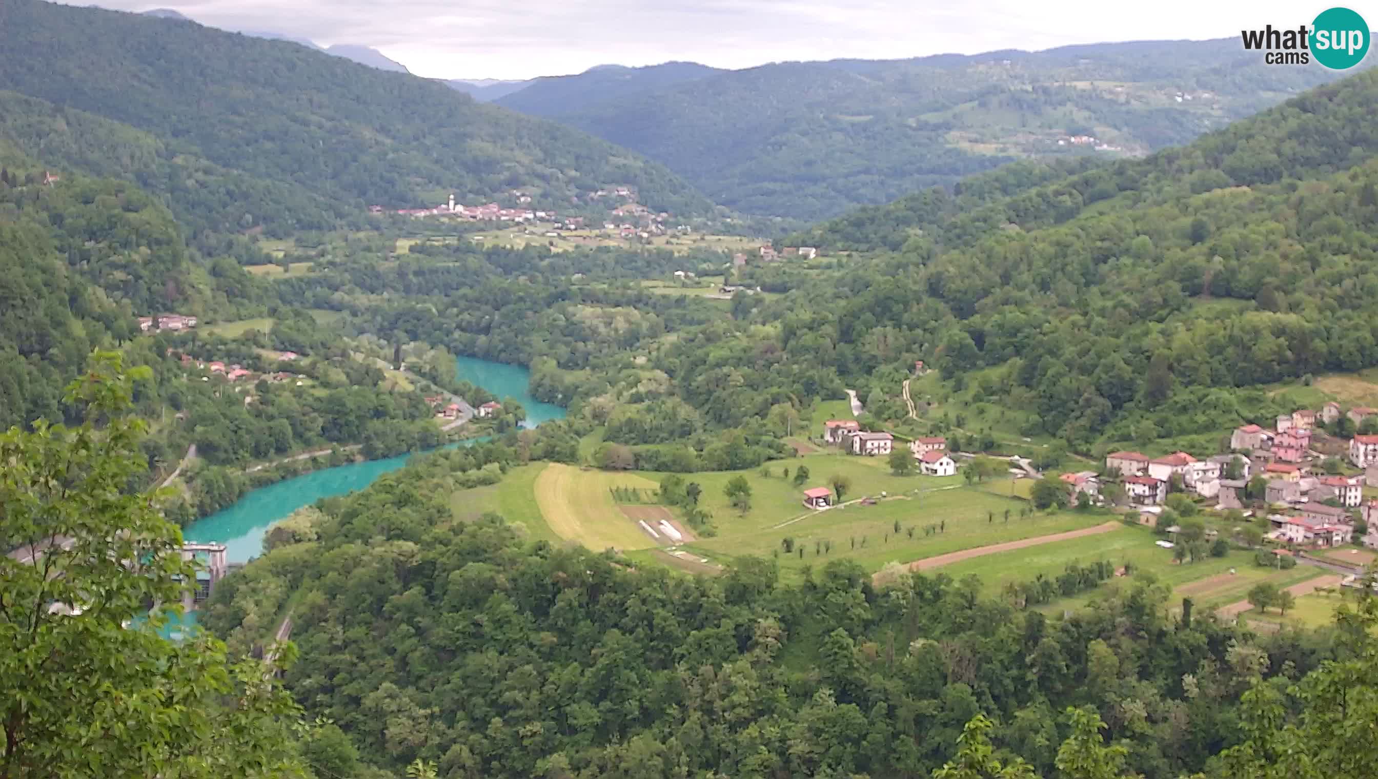 Live Webcam Kanal ob Soči – Blick auf den Fluss Soča, Ajba, Bodrež und Ročinj