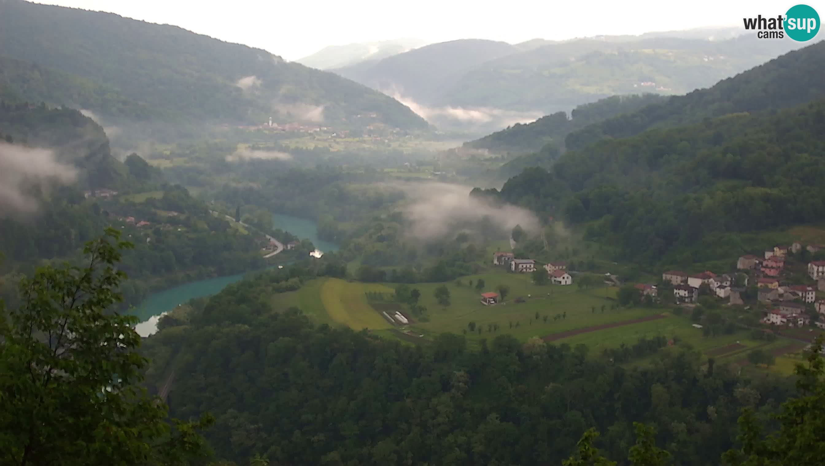 Live Webcam Kanal ob Soči – Vue sur la rivière Soča, Ajba, Bodrež et Ročinj