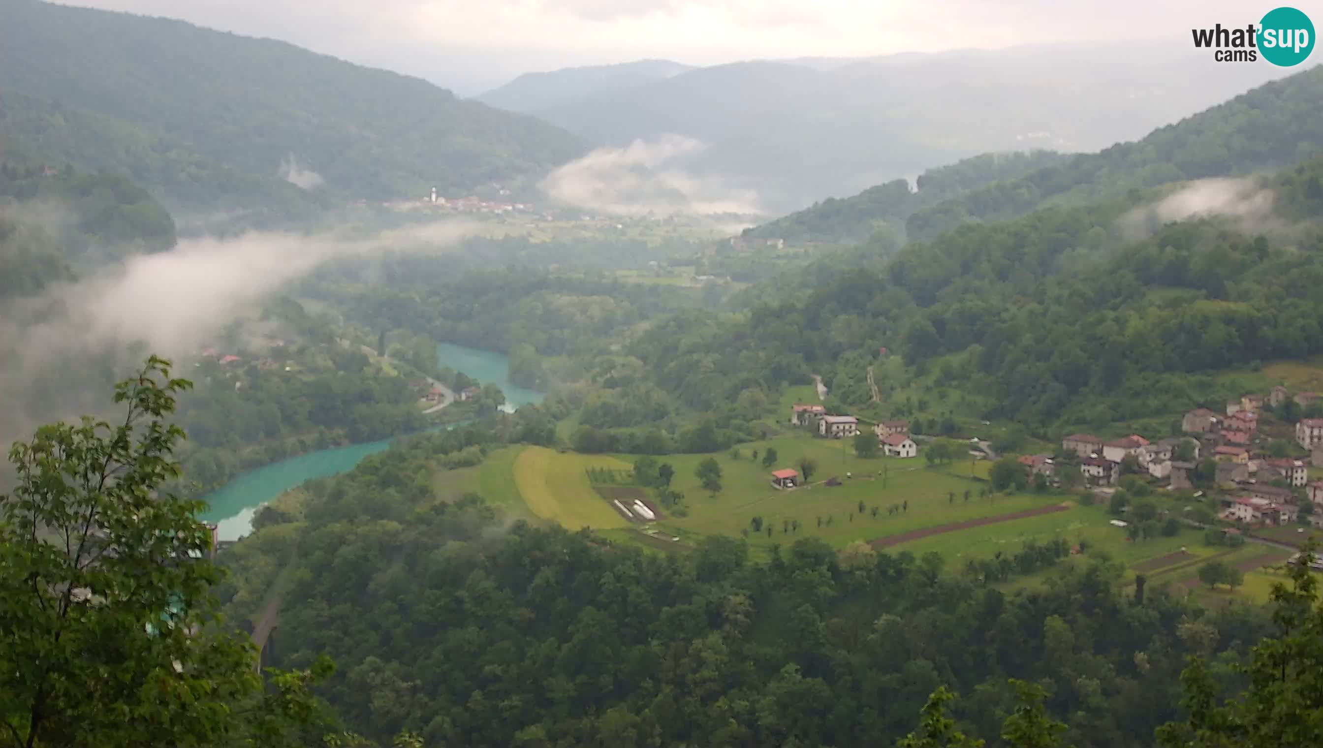 Live Webcam Kanal ob Soči – Blick auf den Fluss Soča, Ajba, Bodrež und Ročinj