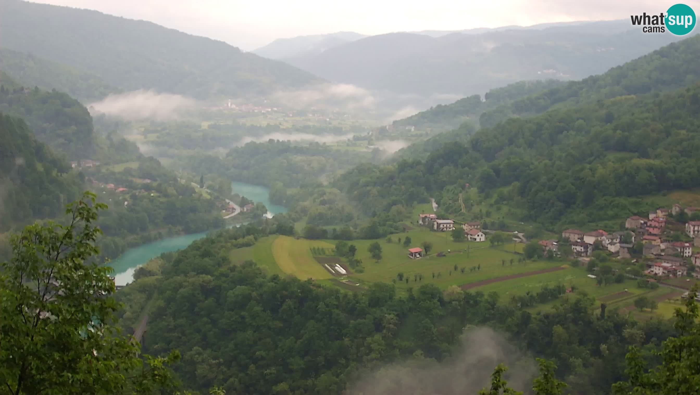 Live Webcam Kanal ob Soči – Blick auf den Fluss Soča, Ajba, Bodrež und Ročinj