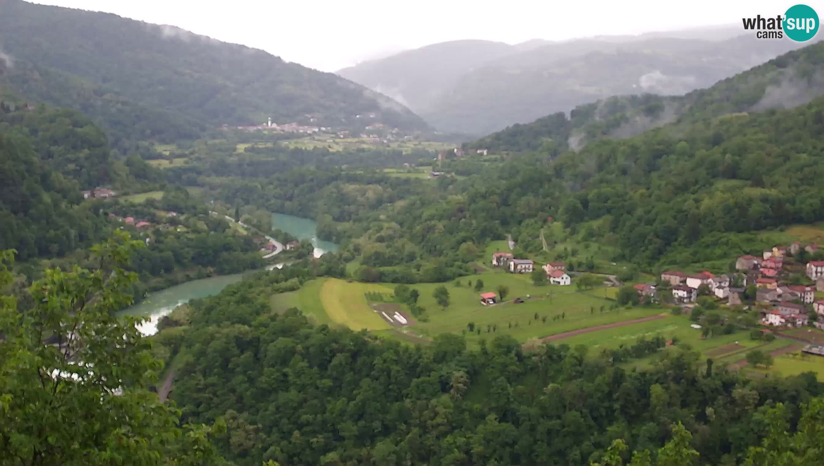 Live Webcam Kanal ob Soči – View to Soča river, Ajba, Bodrež and Ročinj