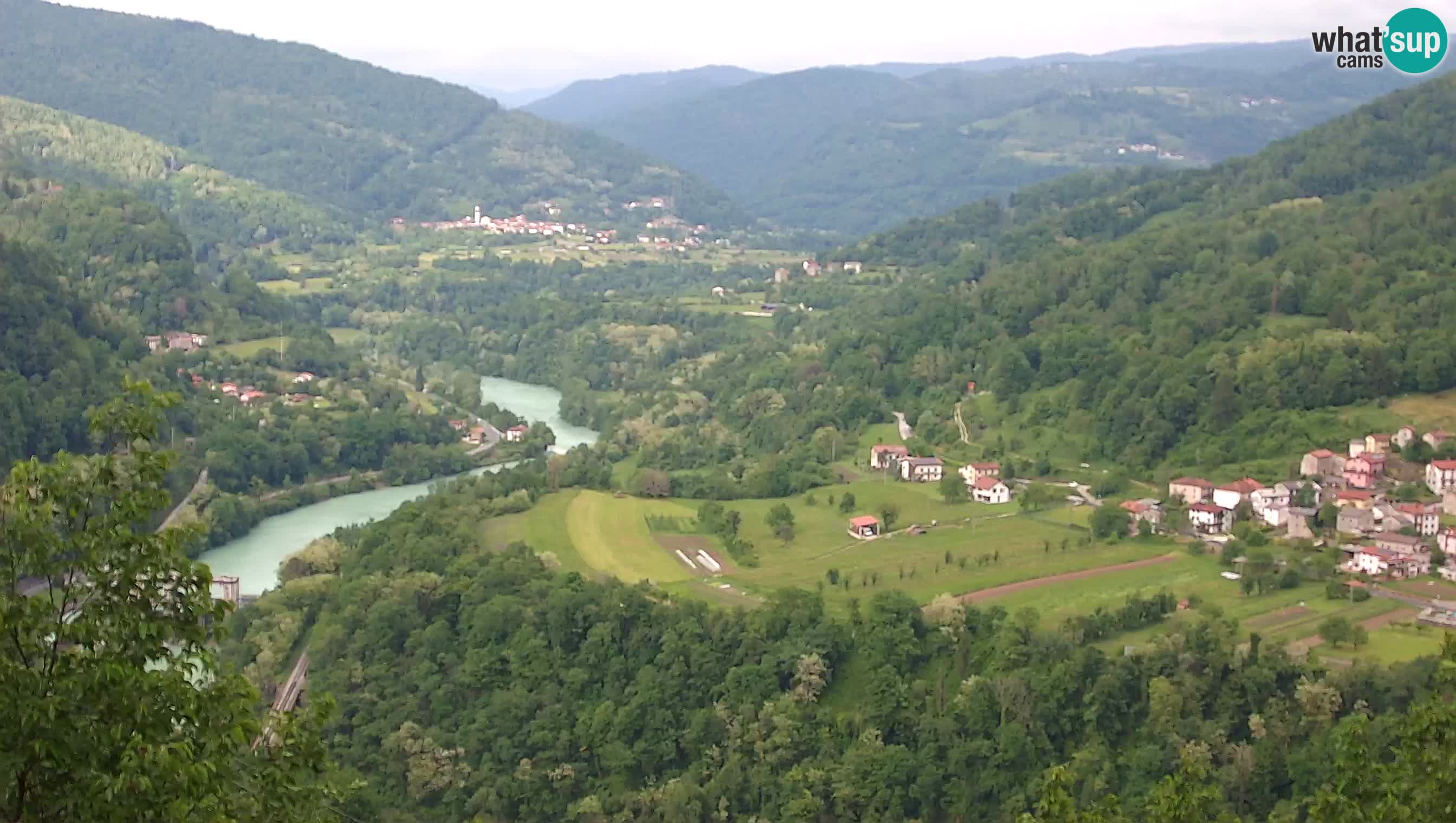 Live Webcam Kanal ob Soči – View to Soča river, Ajba, Bodrež and Ročinj