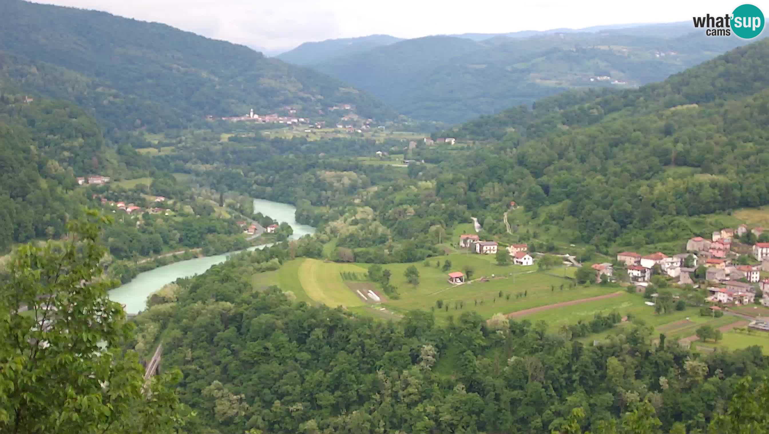 Live Webcam Kanal ob Soči – Blick auf den Fluss Soča, Ajba, Bodrež und Ročinj