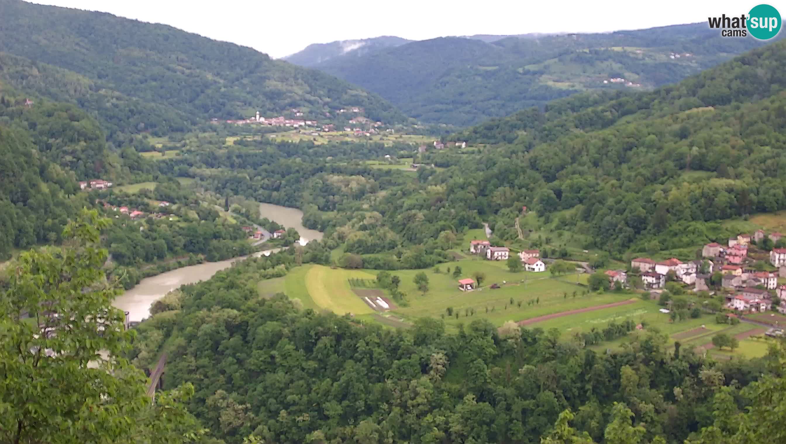 Live Webcam Kanal ob Soči – View to Soča river, Ajba, Bodrež and Ročinj