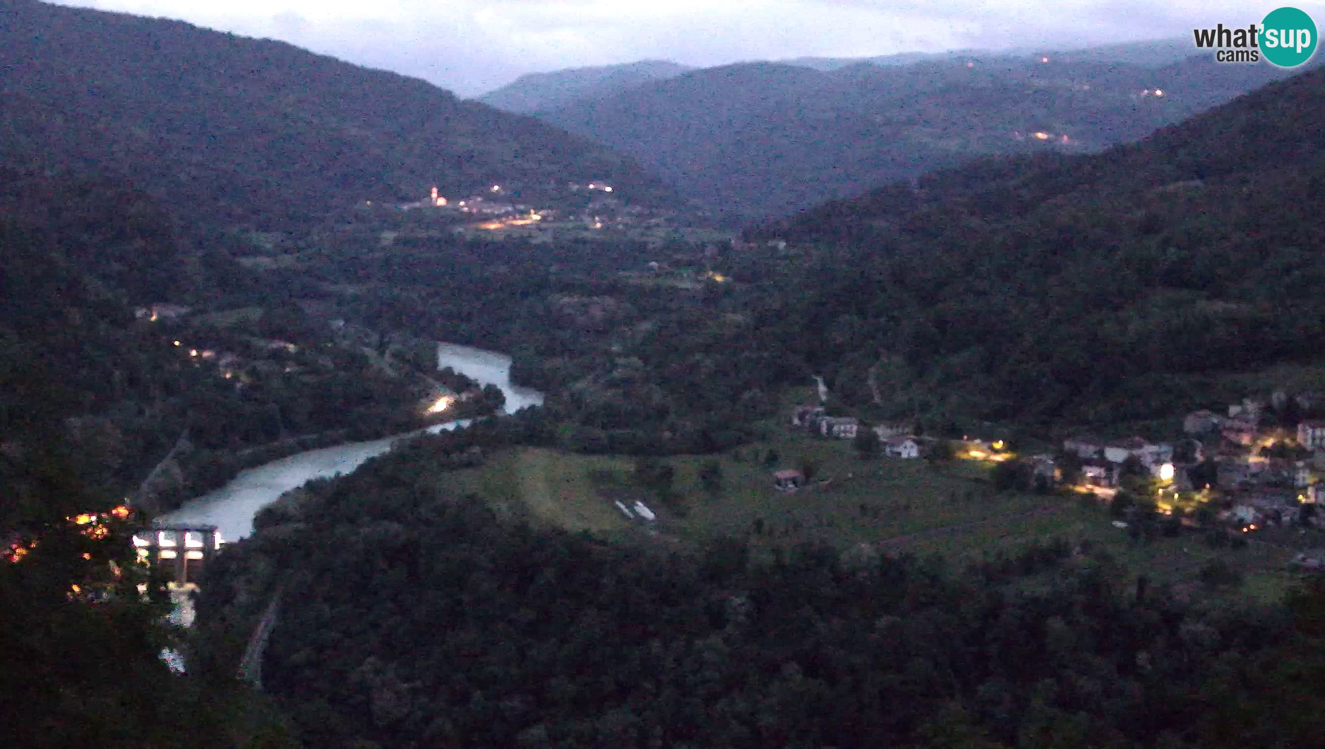 Camera en vivo Kanal ob Soči – Vue sur la rivière Soča, Ajba, Bodrež y Ročinj