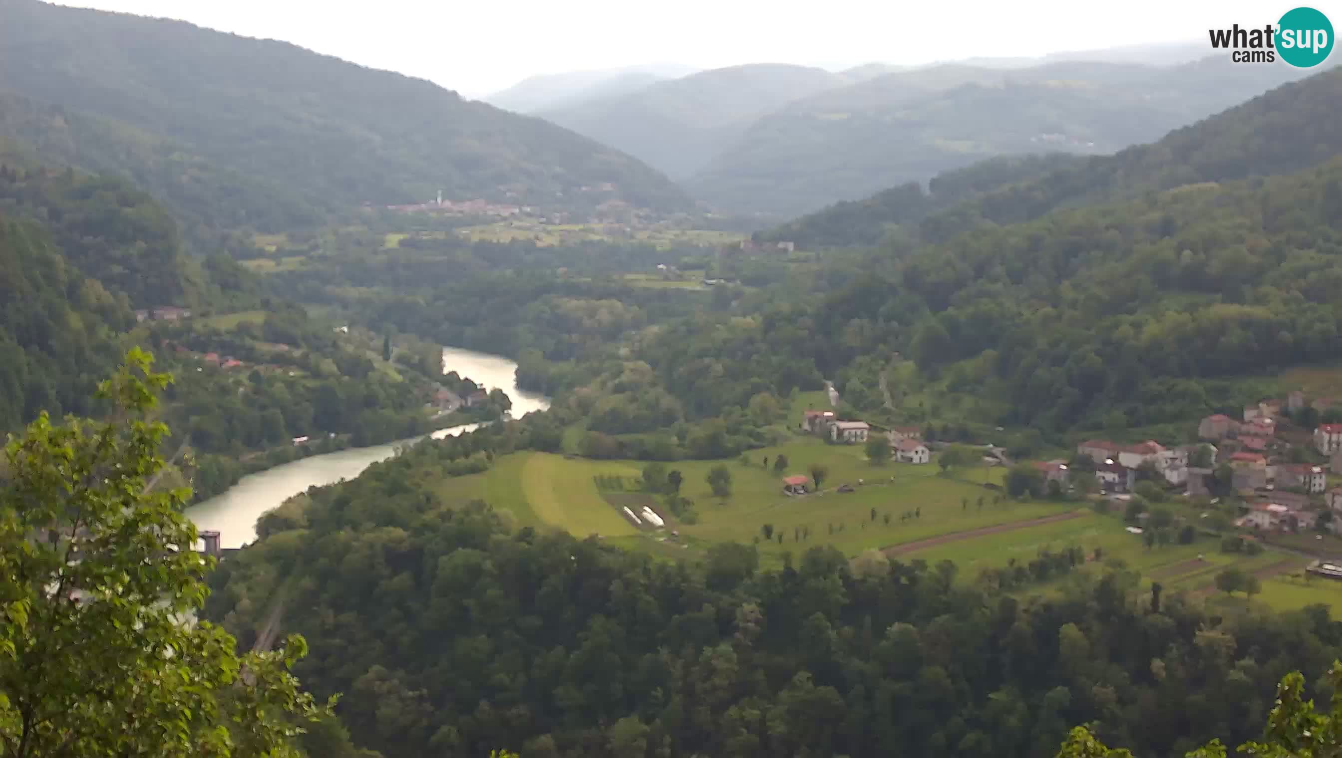 Live Webcam Kanal ob Soči – View to Soča river, Ajba, Bodrež and Ročinj