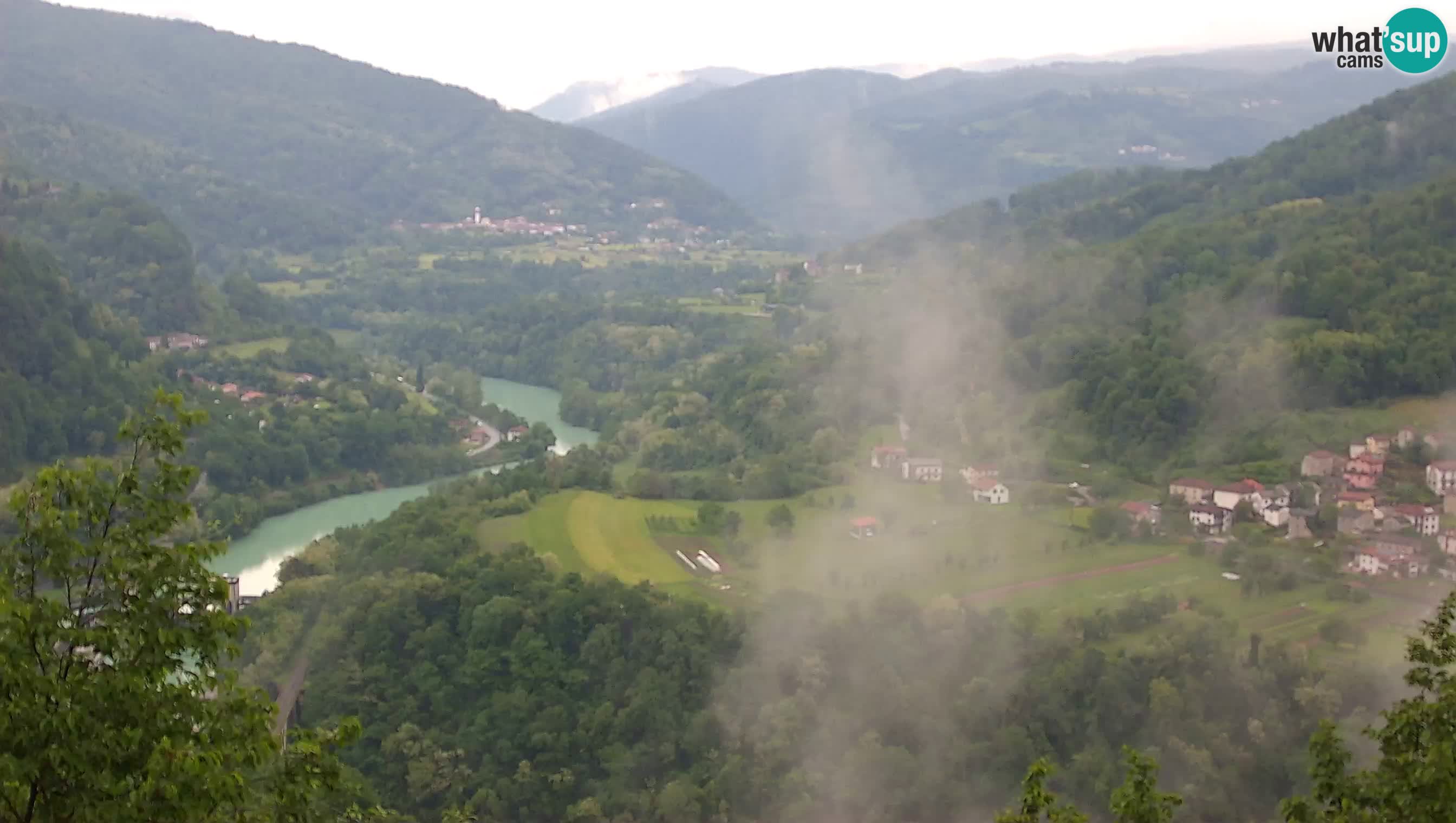 Live Webcam Kanal ob Soči – View to Soča river, Ajba, Bodrež and Ročinj