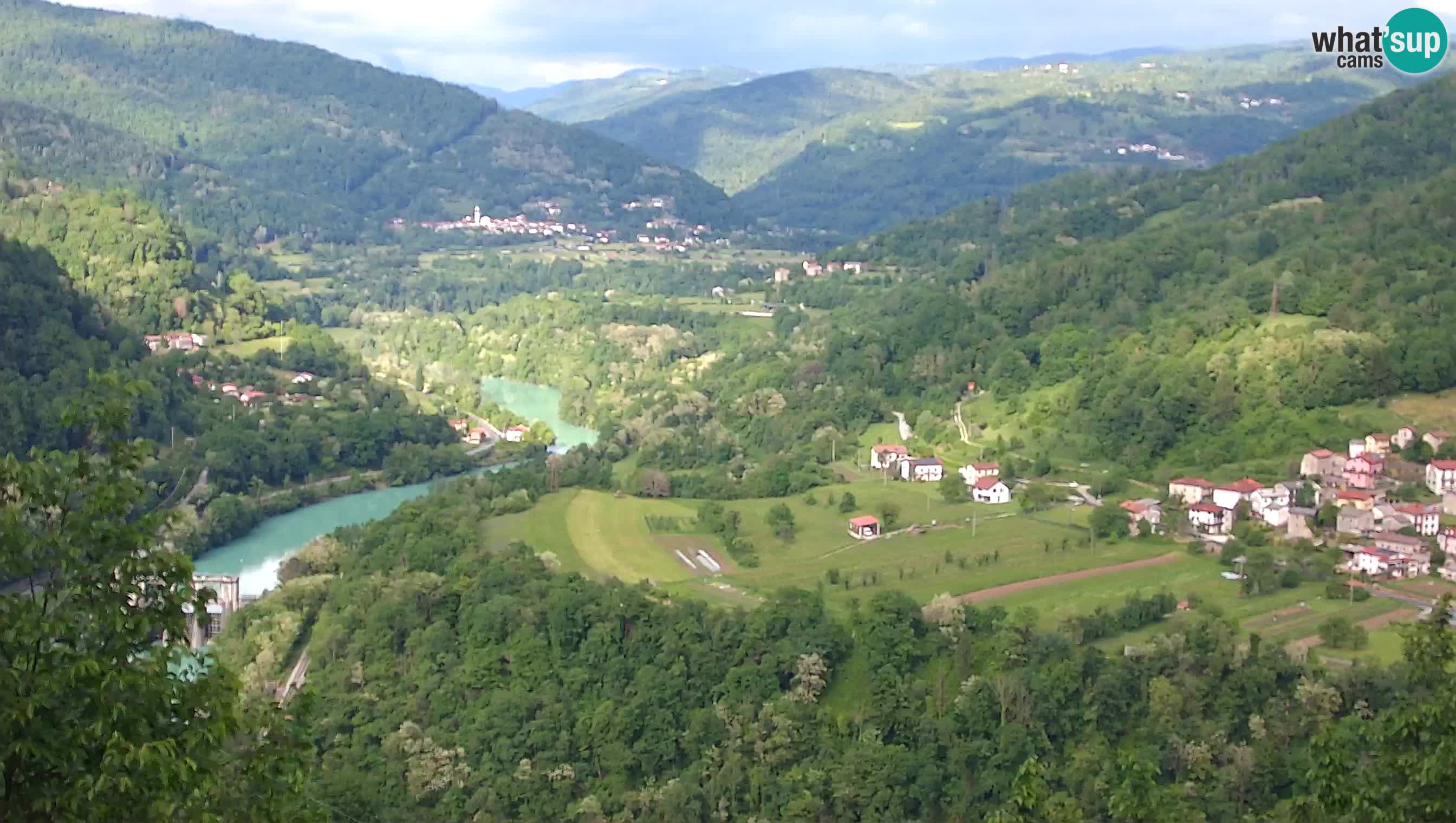 Camera en vivo Kanal ob Soči – Vue sur la rivière Soča, Ajba, Bodrež y Ročinj