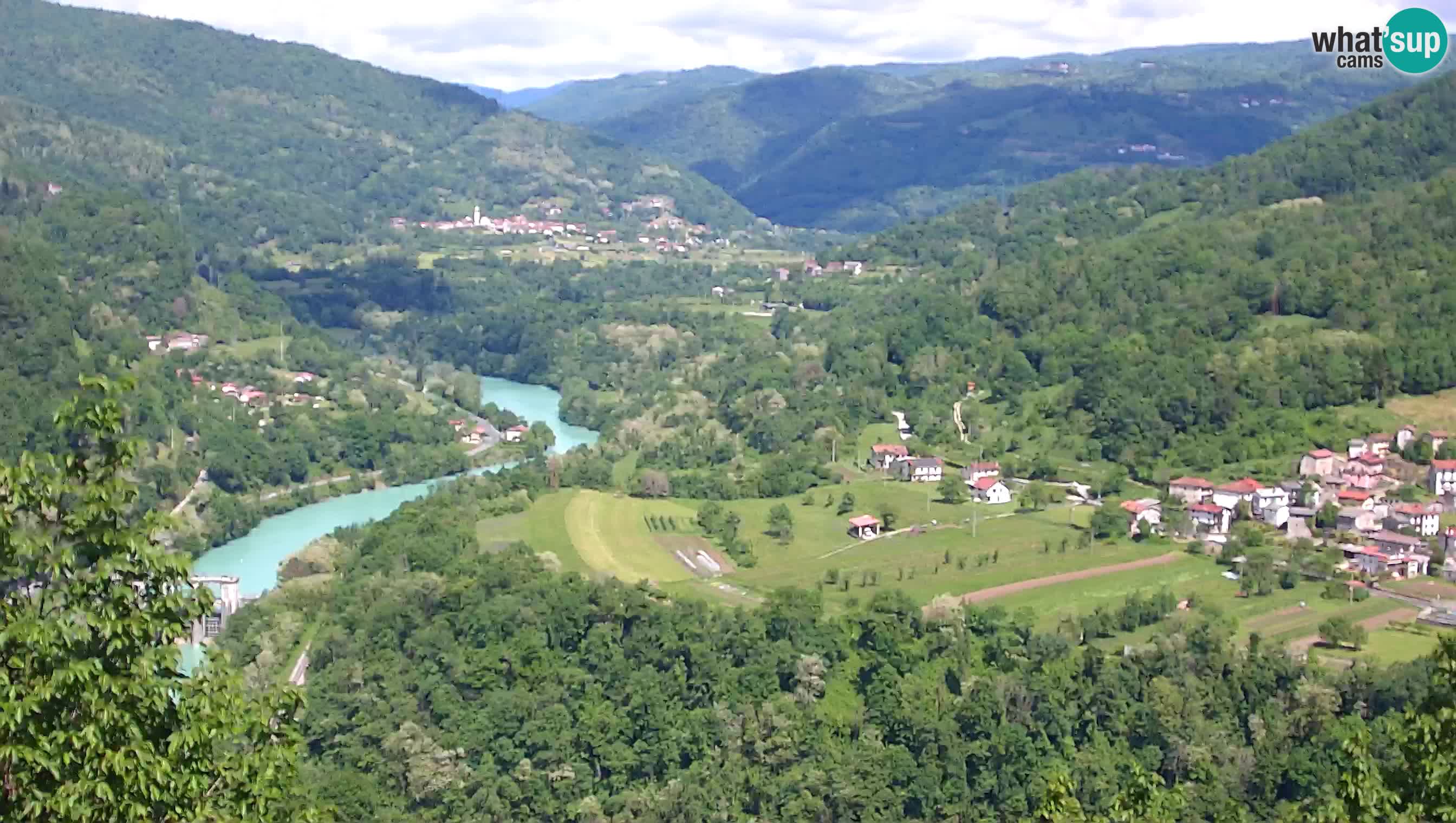 Live Webcam Kanal ob Soči – Vista sul fiume Isonzo, Ajba, Bodrež e Ročinj