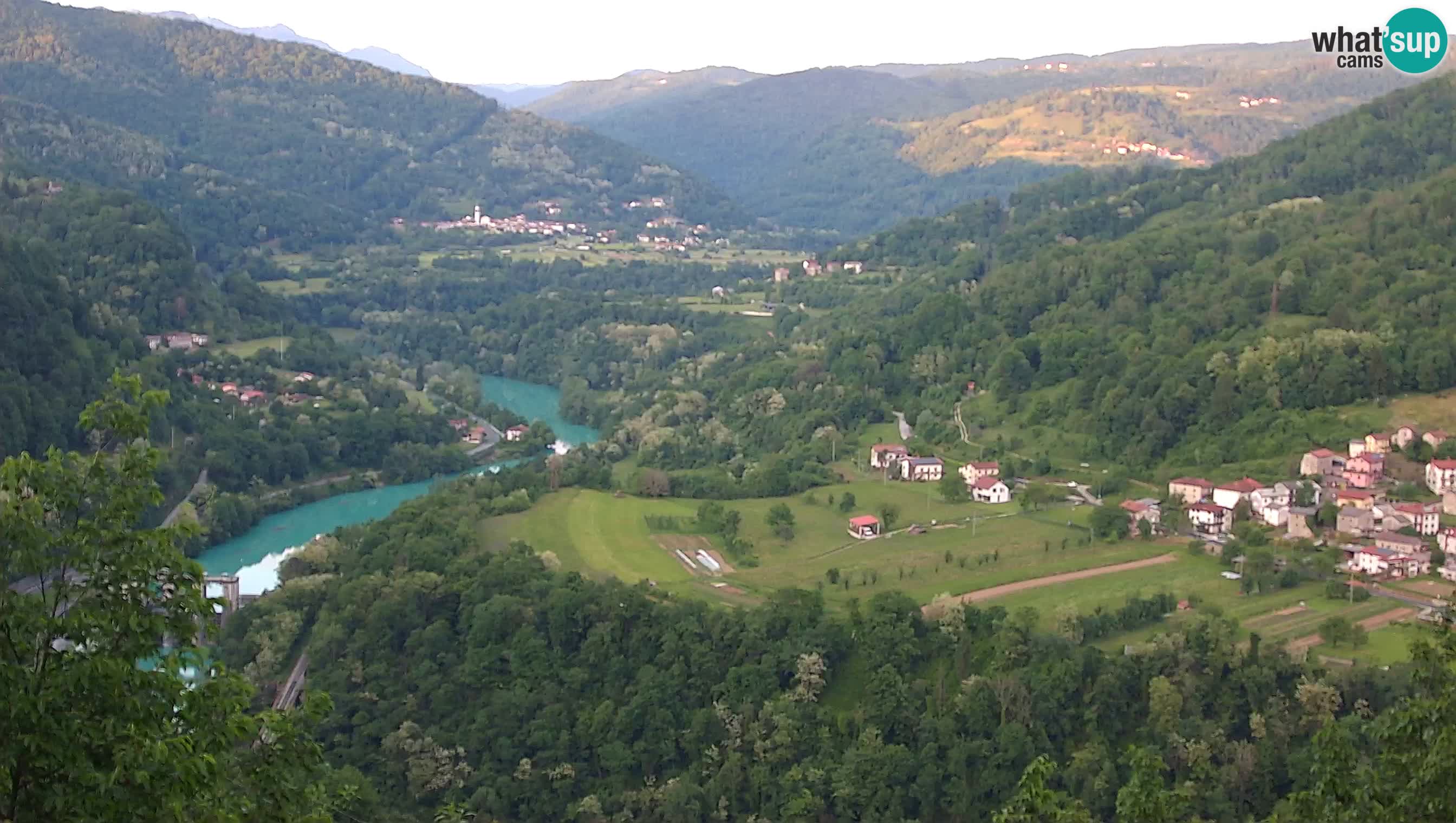 Live Webcam Kanal ob Soči – Blick auf den Fluss Soča, Ajba, Bodrež und Ročinj