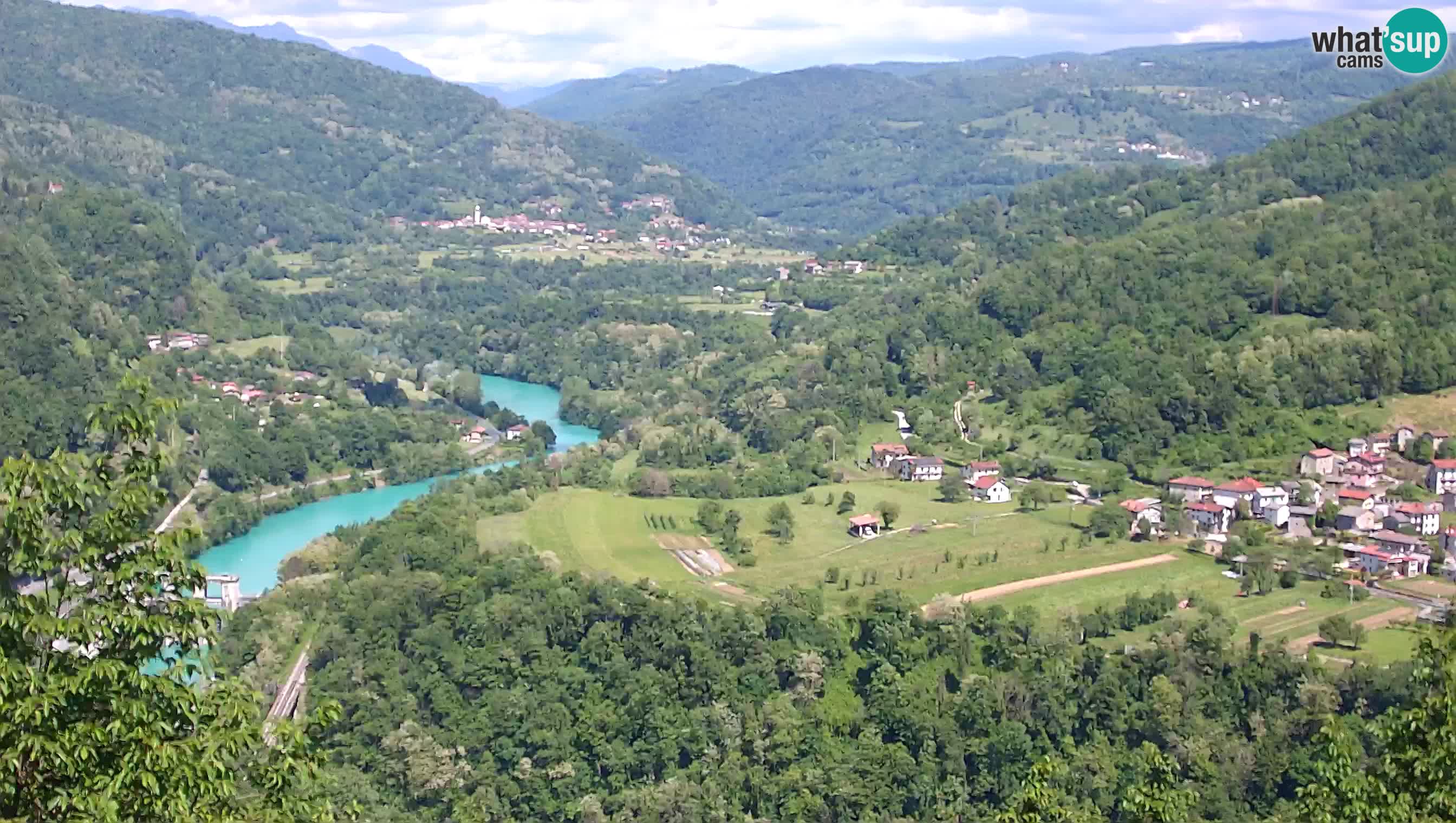 Live Webcam Kanal ob Soči – Blick auf den Fluss Soča, Ajba, Bodrež und Ročinj