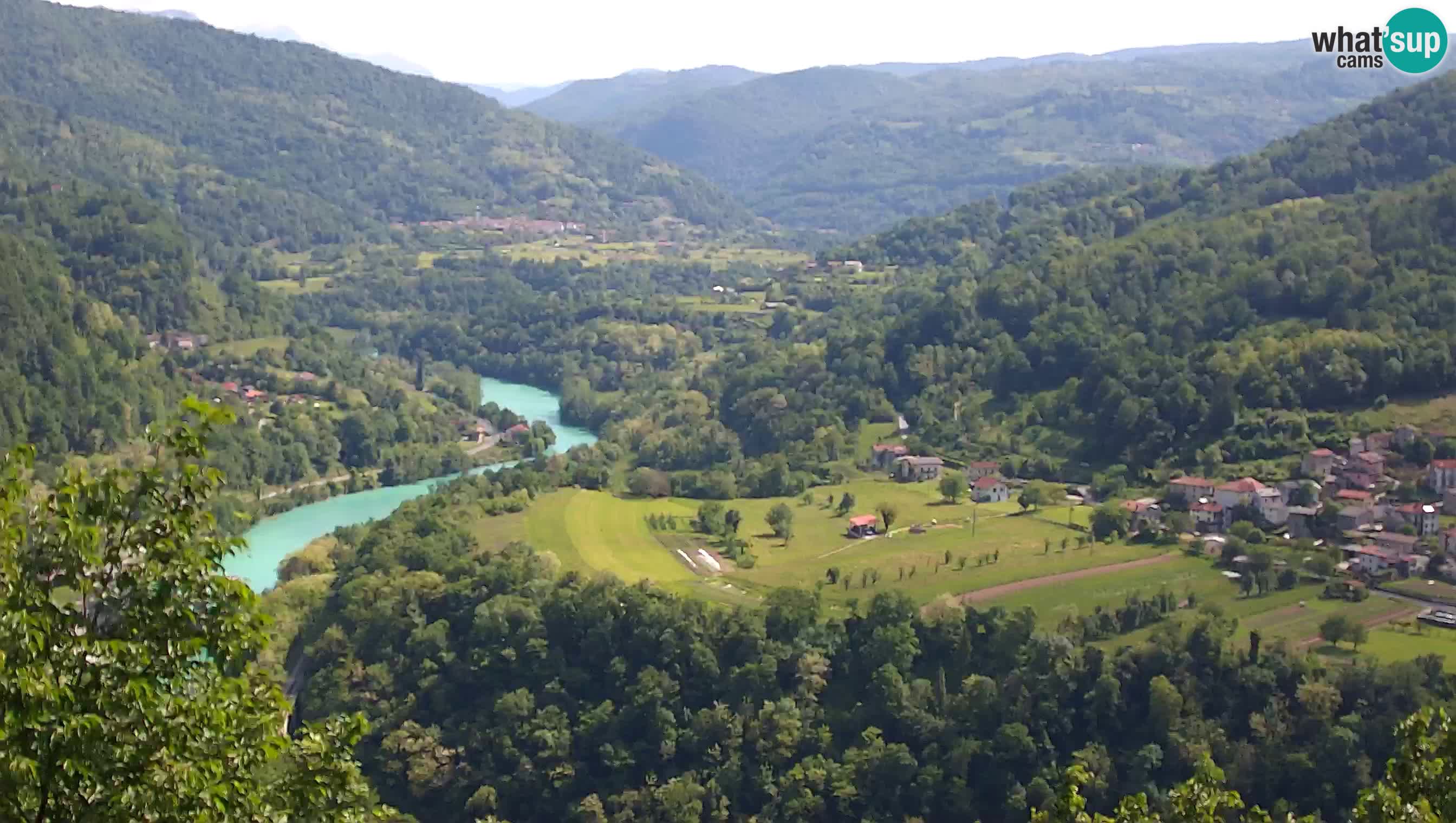 Camera en vivo Kanal ob Soči – Vue sur la rivière Soča, Ajba, Bodrež y Ročinj