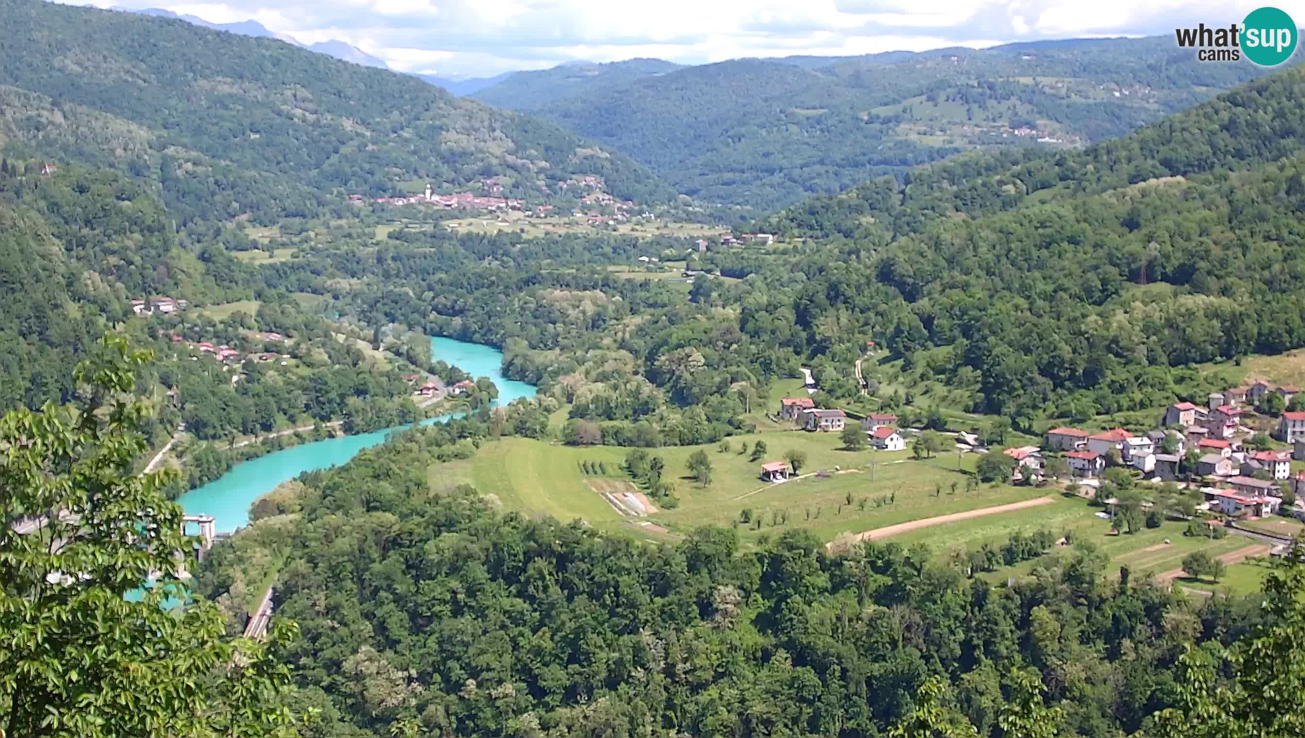 Live Webcam Kanal ob Soči – View to Soča river, Ajba, Bodrež and Ročinj