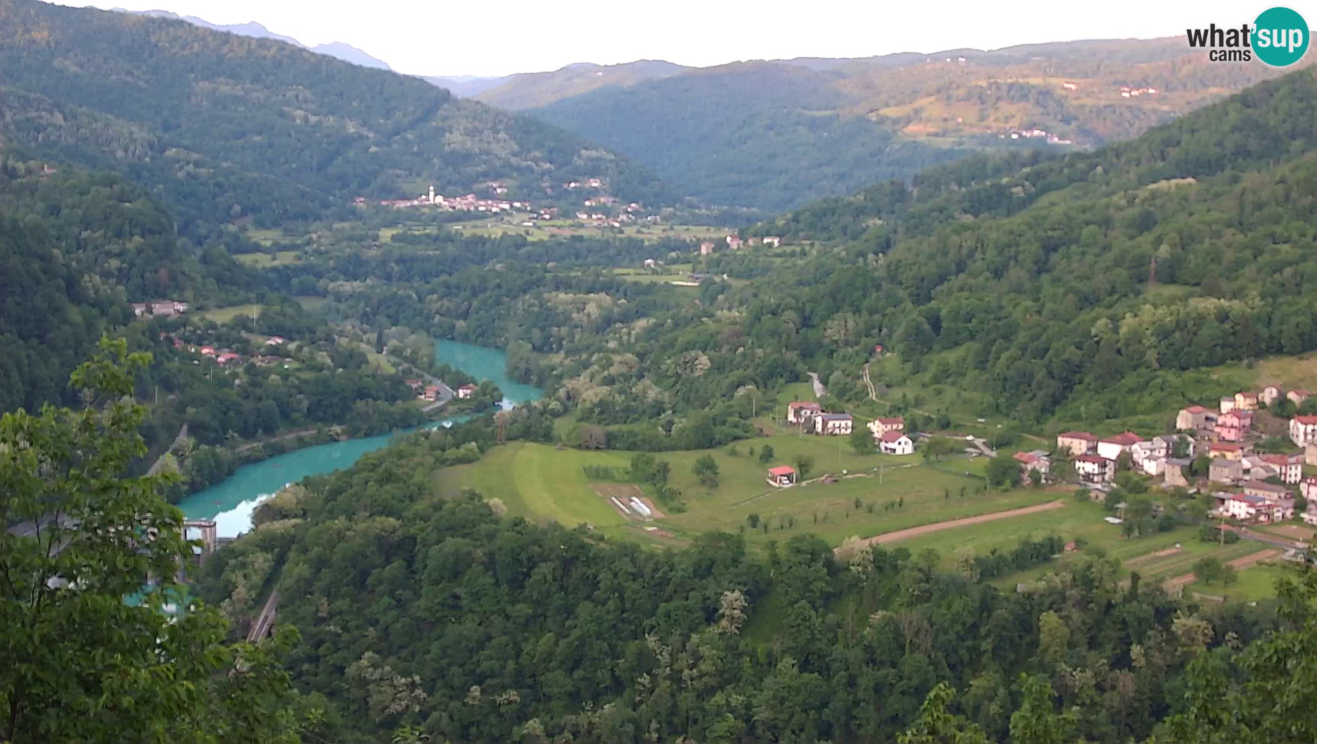 Live Webcam Kanal ob Soči – Blick auf den Fluss Soča, Ajba, Bodrež und Ročinj
