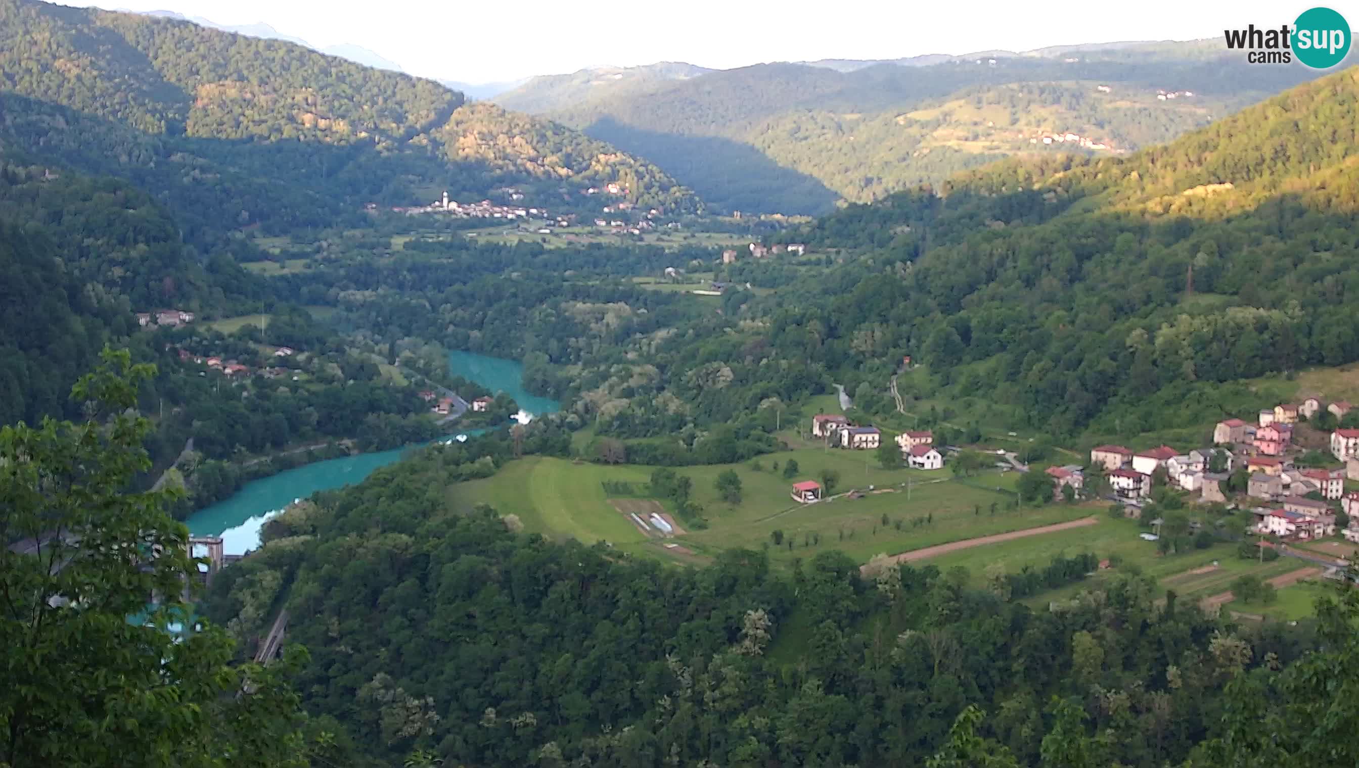 Live Webcam Kanal ob Soči – View to Soča river, Ajba, Bodrež and Ročinj