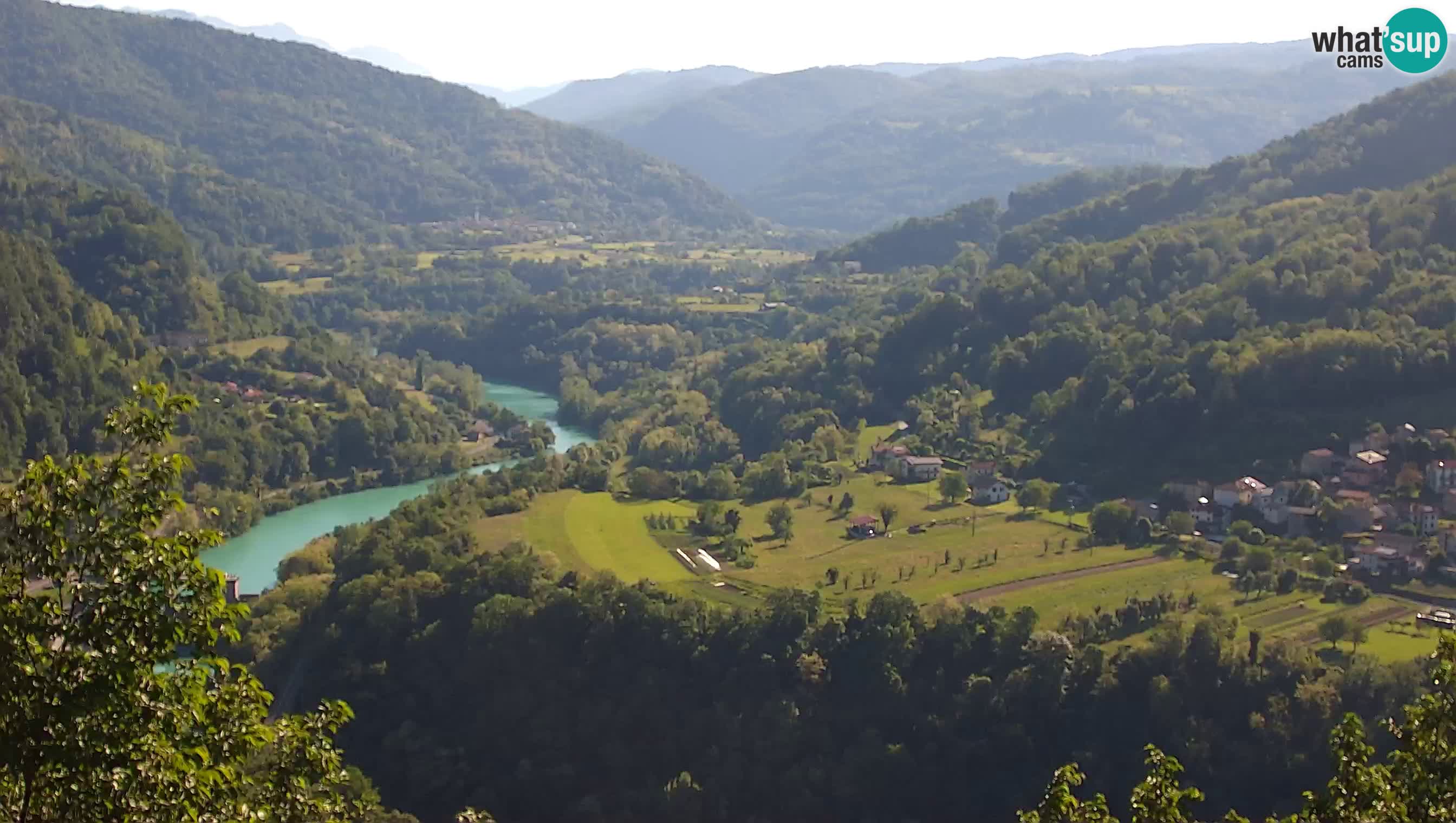 Live Webcam Kanal ob Soči – View to Soča river, Ajba, Bodrež and Ročinj