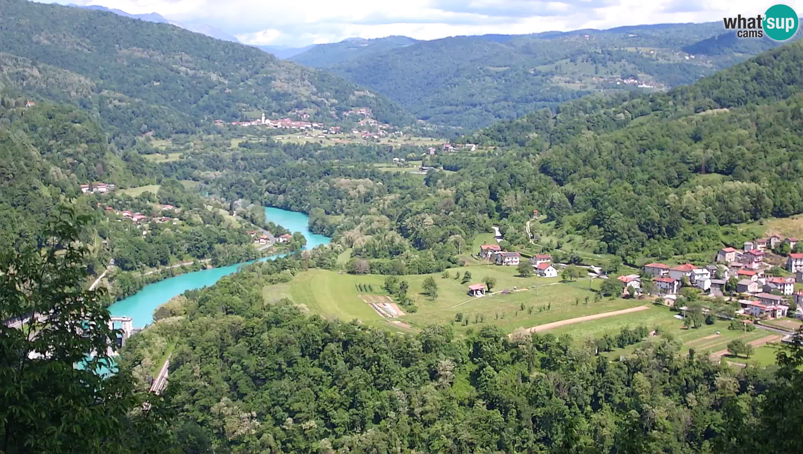 Live Webcam Kanal ob Soči – Vista sul fiume Isonzo, Ajba, Bodrež e Ročinj