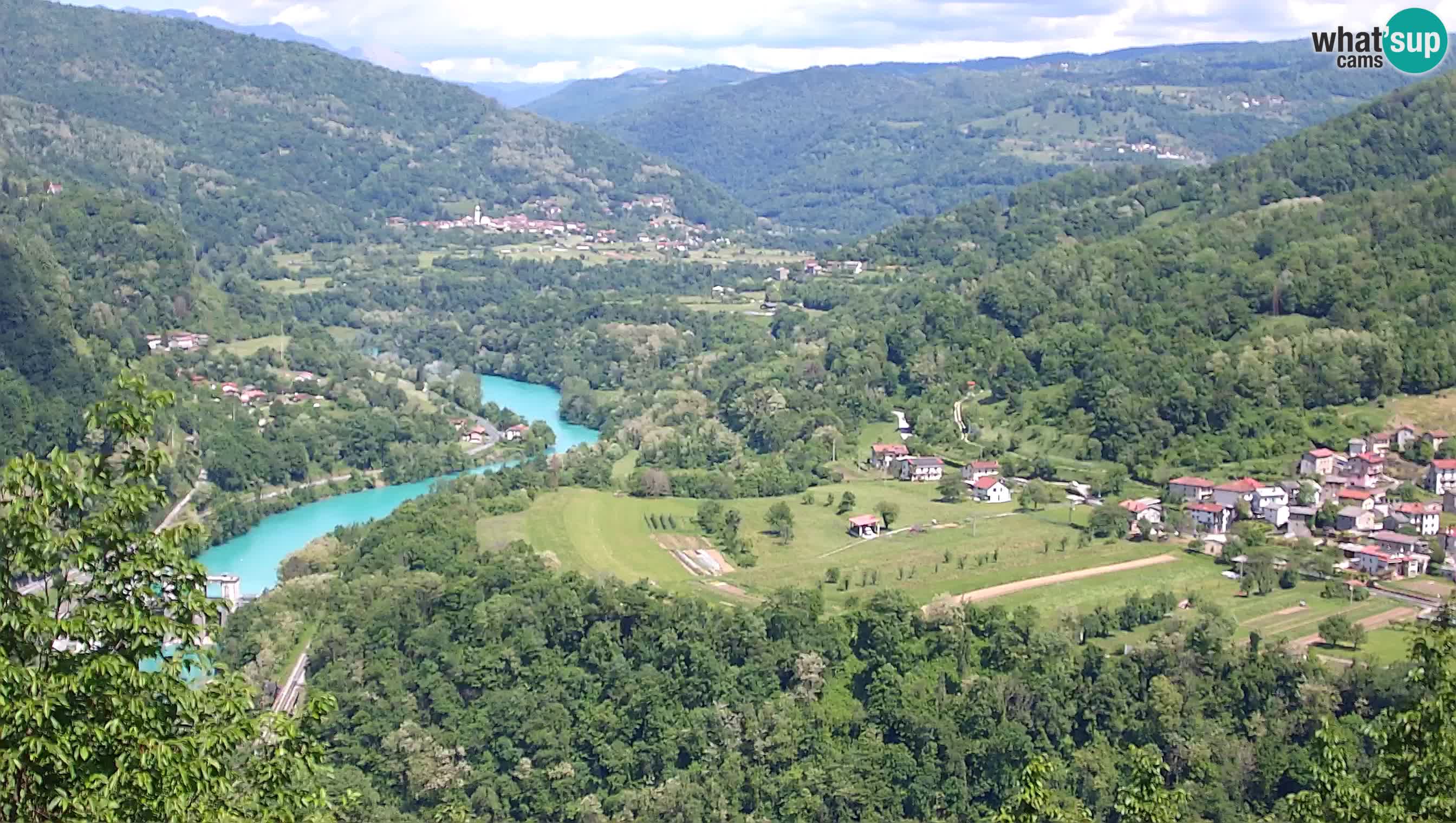 Live Webcam Kanal ob Soči – Blick auf den Fluss Soča, Ajba, Bodrež und Ročinj