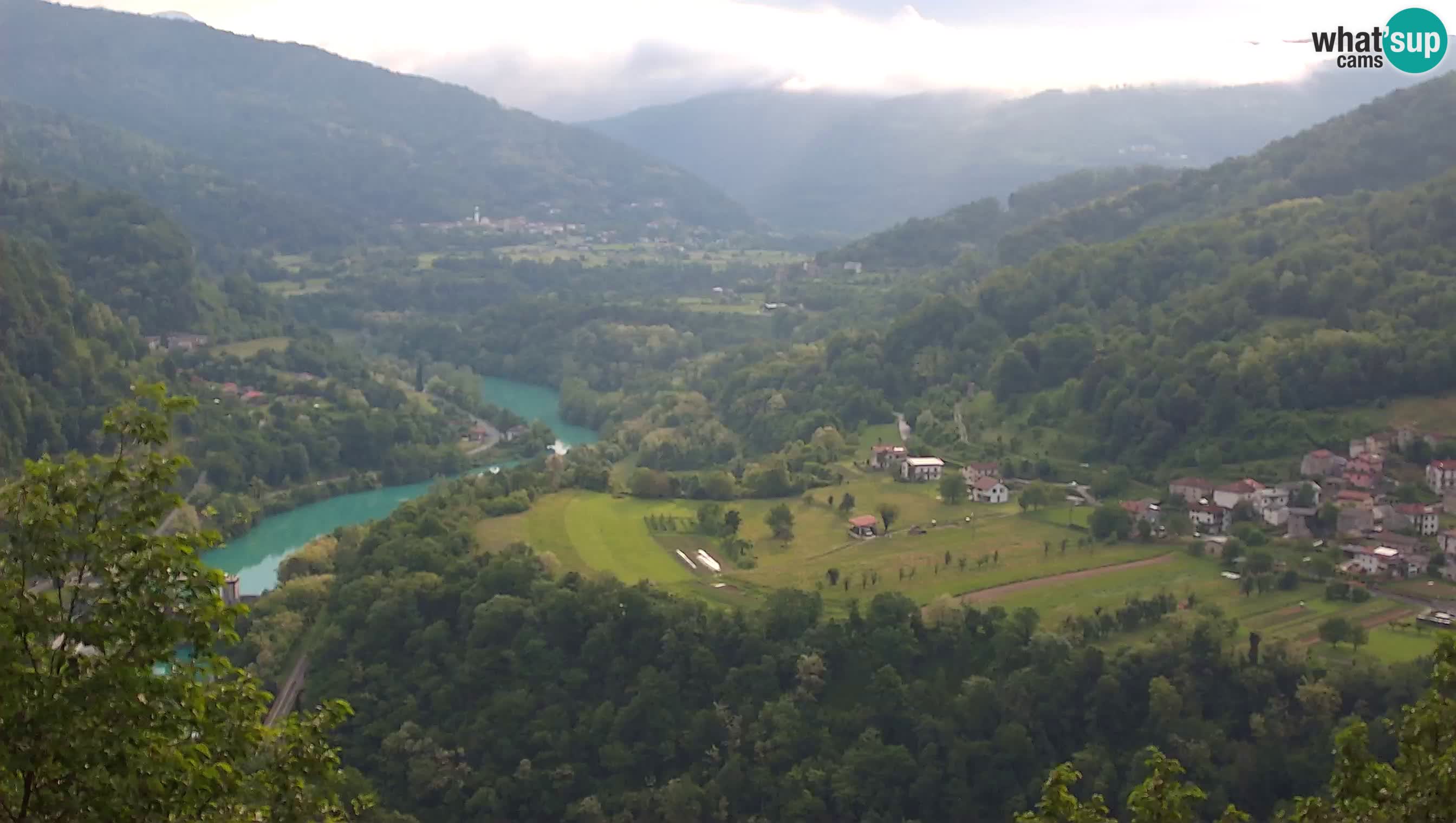Live Webcam Kanal ob Soči – Blick auf den Fluss Soča, Ajba, Bodrež und Ročinj