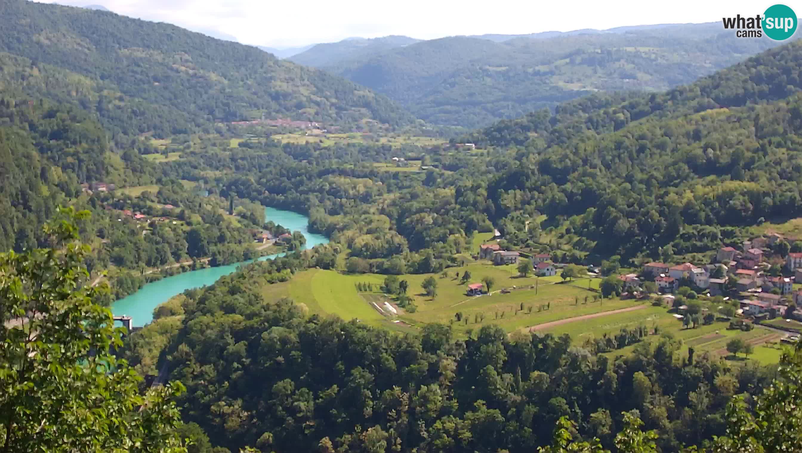 Live Webcam Kanal ob Soči – Blick auf den Fluss Soča, Ajba, Bodrež und Ročinj