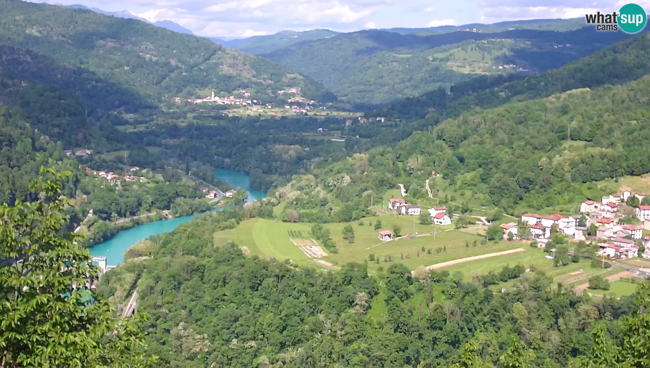 Live Webcam Kanal ob Soči – View to Soča river, Ajba, Bodrež and Ročinj