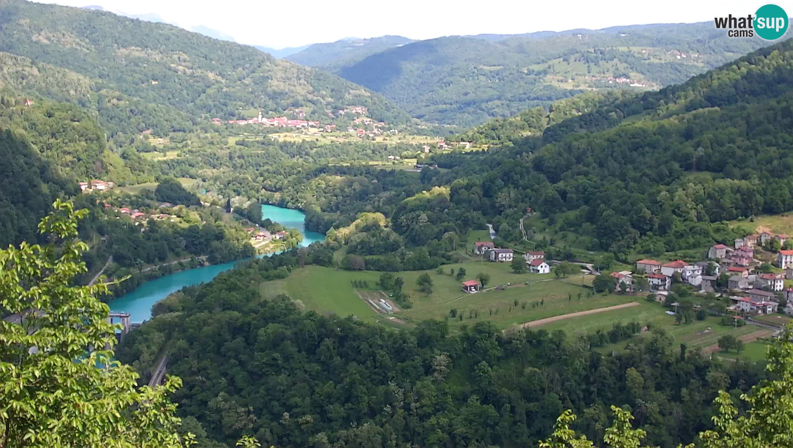 Live Webcam Kanal ob Soči – Blick auf den Fluss Soča, Ajba, Bodrež und Ročinj