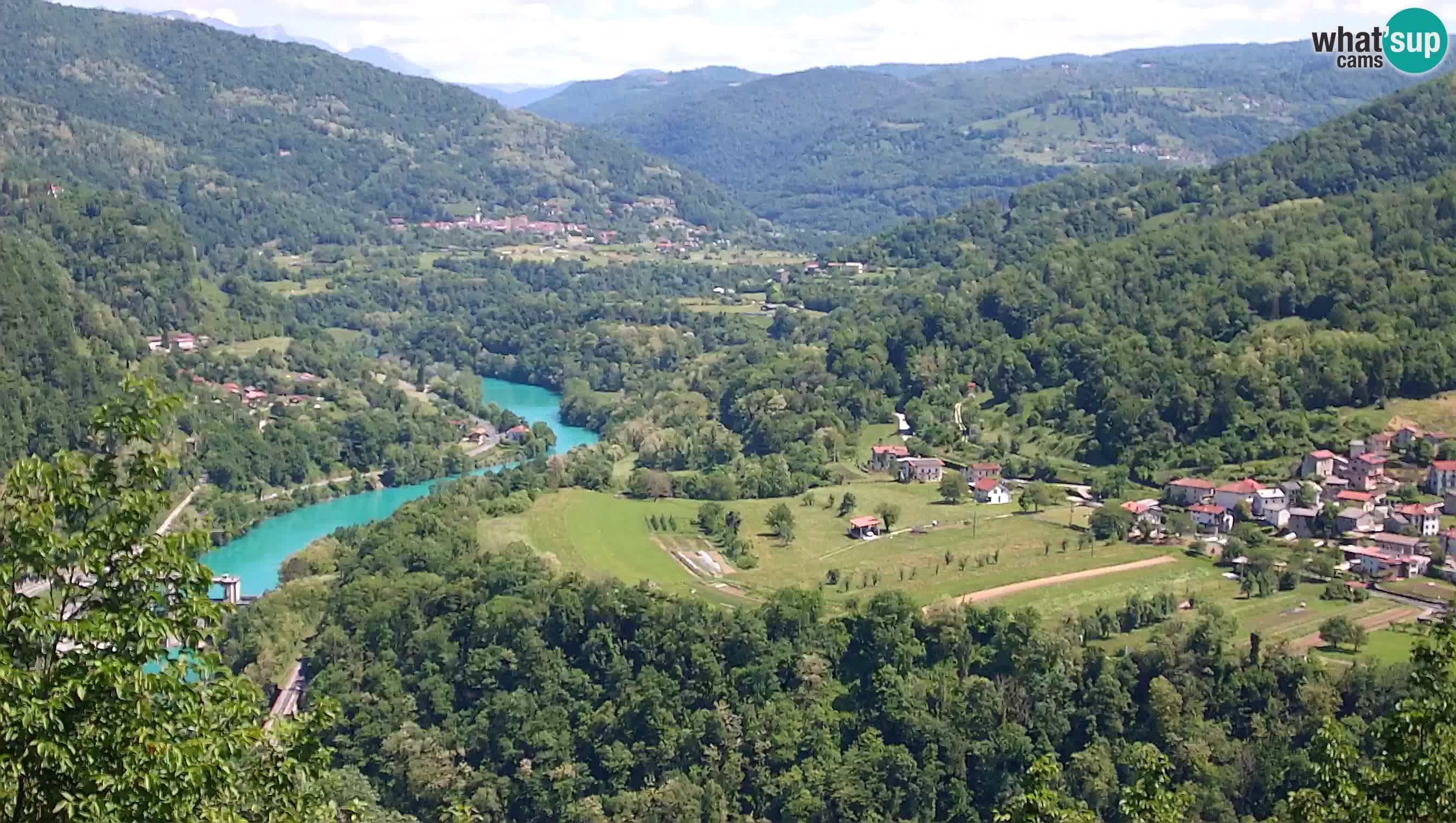 Live Webcam Kanal ob Soči – View to Soča river, Ajba, Bodrež and Ročinj