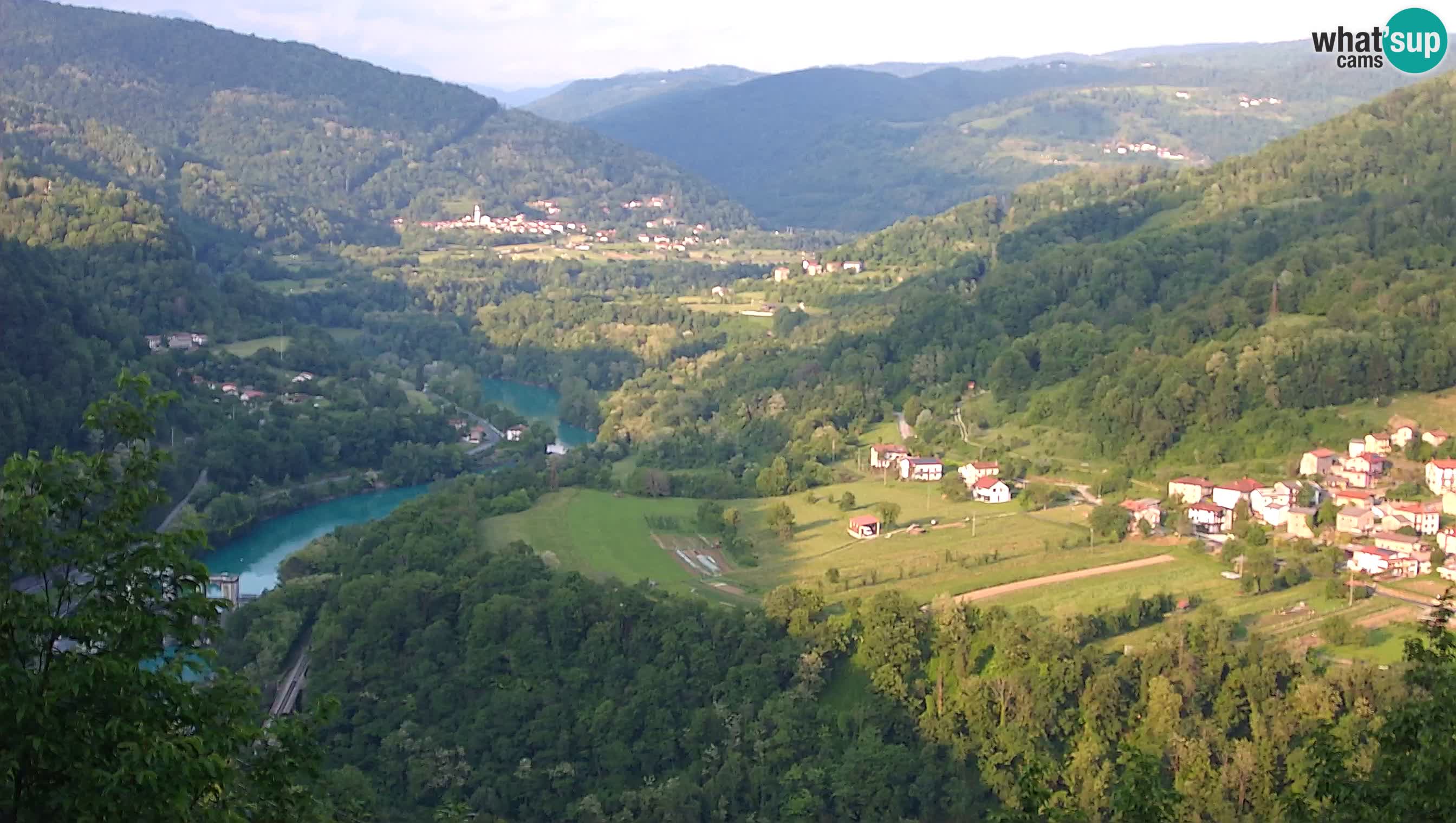 Live Webcam Kanal ob Soči – Blick auf den Fluss Soča, Ajba, Bodrež und Ročinj