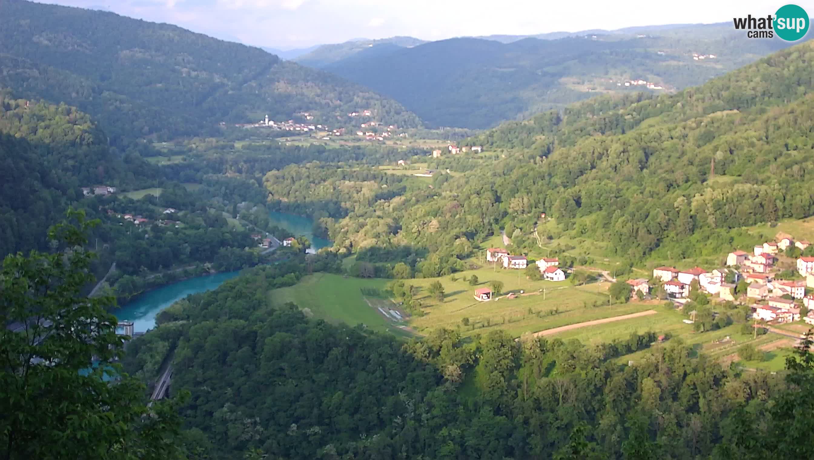 Live Webcam Kanal ob Soči – Blick auf den Fluss Soča, Ajba, Bodrež und Ročinj