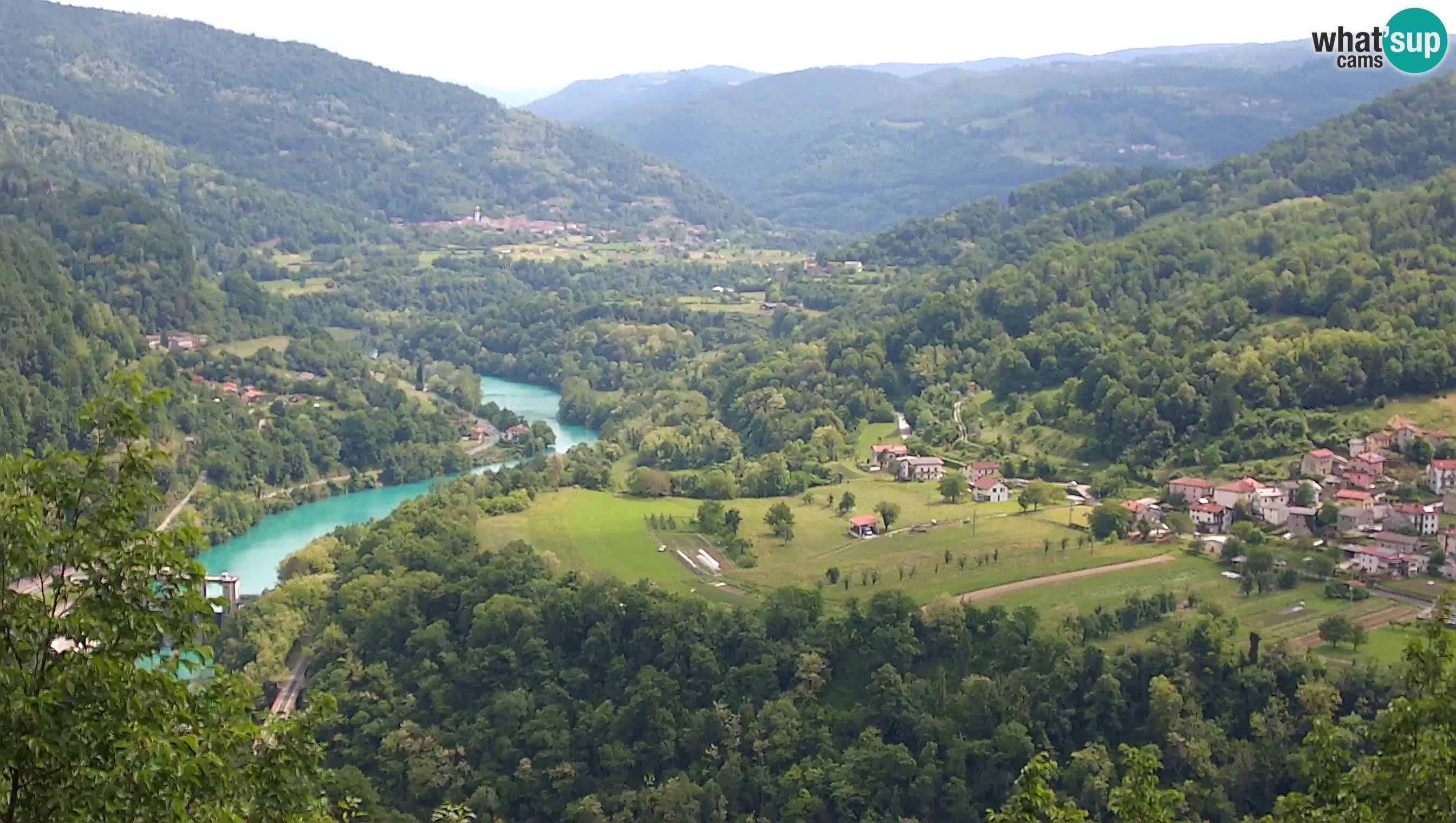 Live Webcam Kanal ob Soči – View to Soča river, Ajba, Bodrež and Ročinj