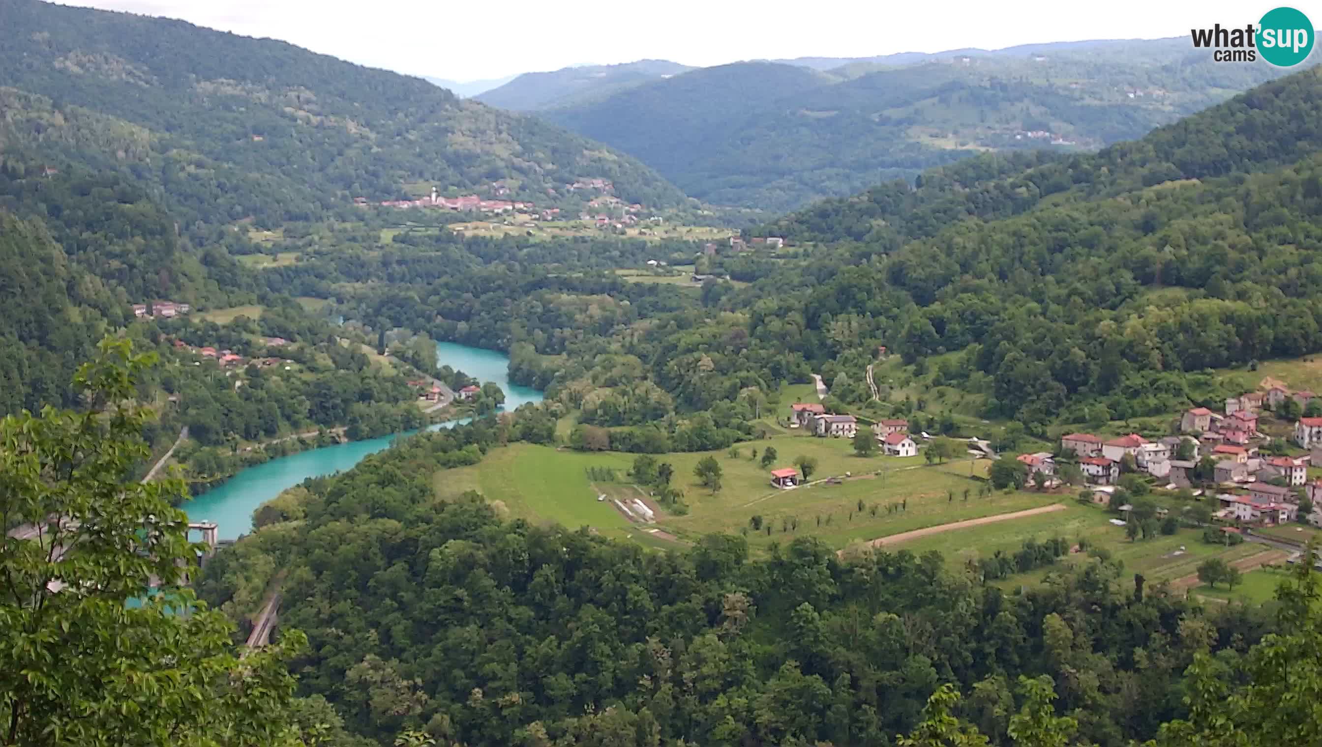 Live Webcam Kanal ob Soči – View to Soča river, Ajba, Bodrež and Ročinj