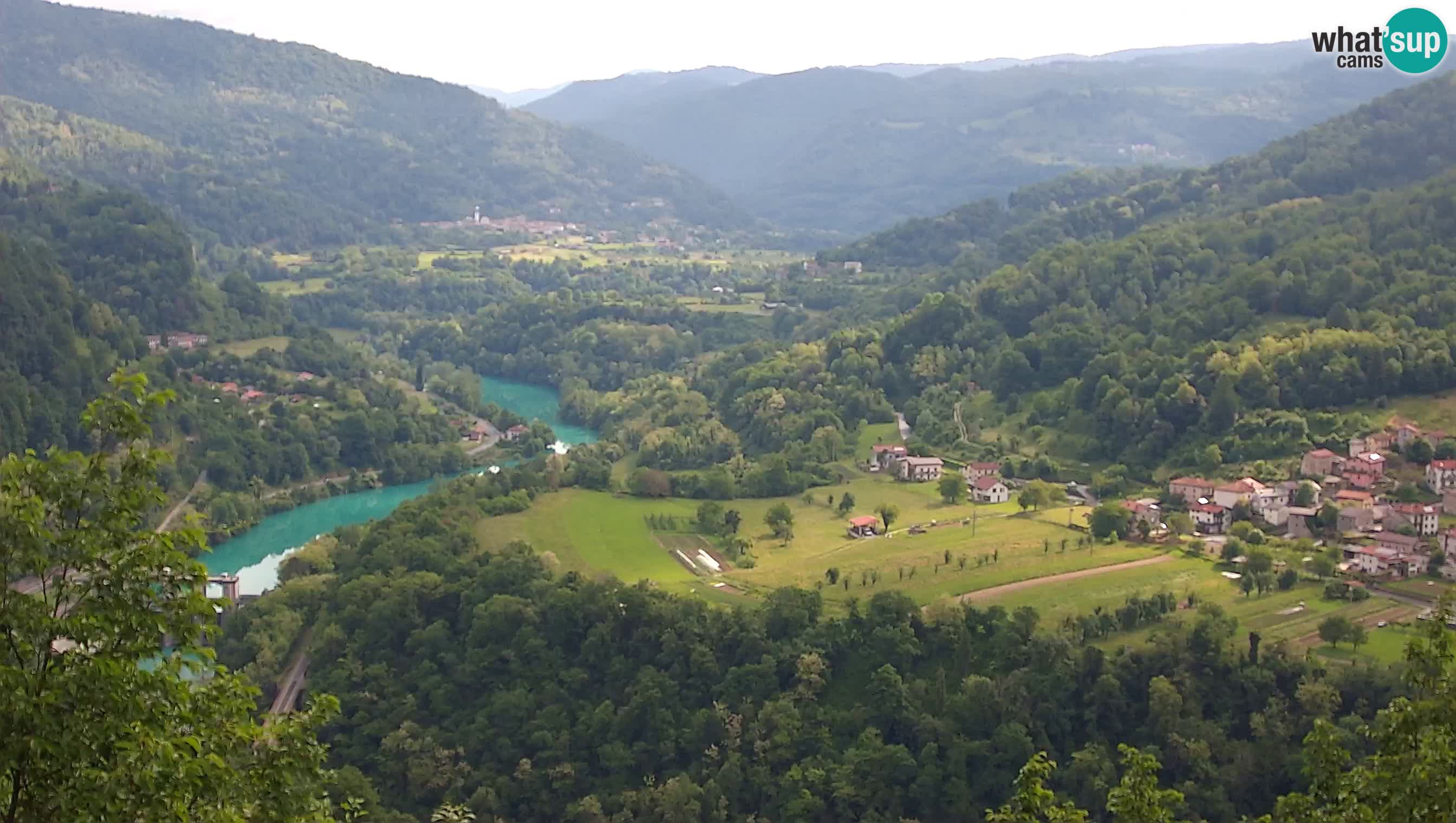 Live Webcam Kanal ob Soči – Blick auf den Fluss Soča, Ajba, Bodrež und Ročinj